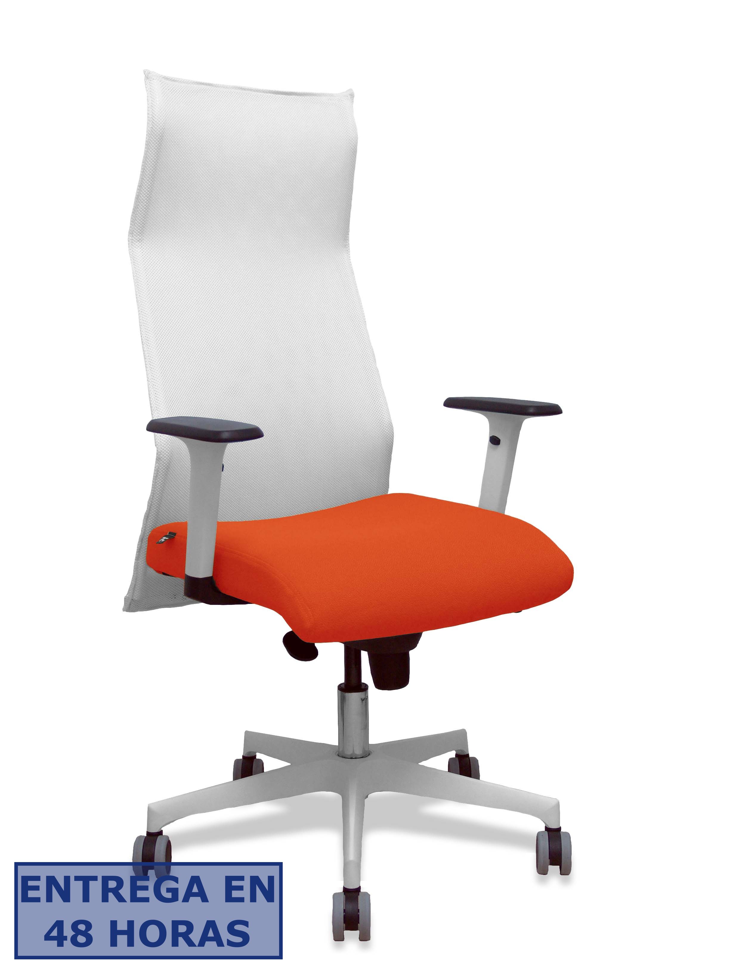 PIQUERAS Y CRESPO Sillon Sahuco blanco bali naranja oscuro brazos blancos base blanca ruedas parque 65mm