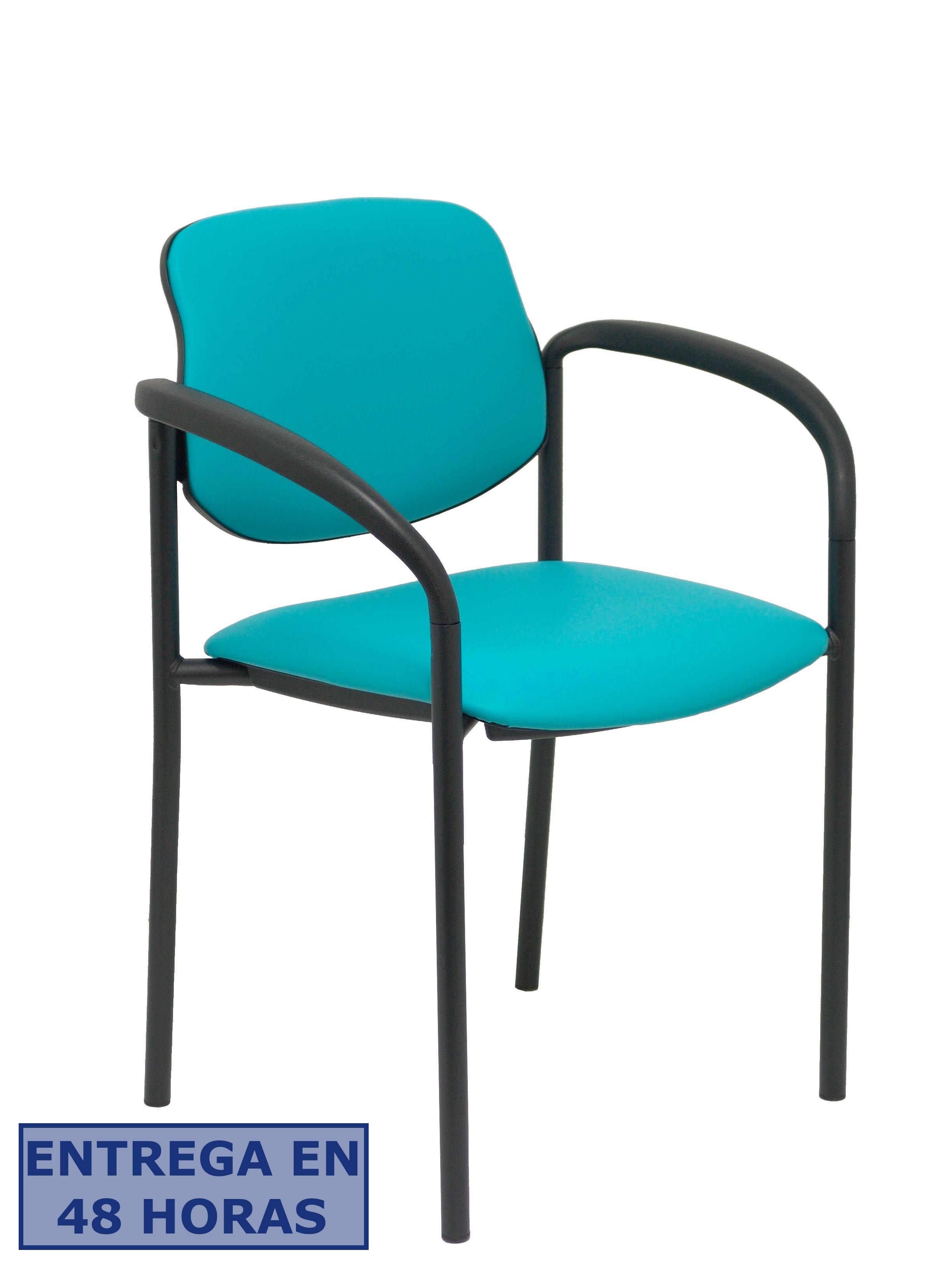 PIQUERAS Y CRESPO NOWY STYL Silla fija Styl similpiel verde chasis negro con brazos