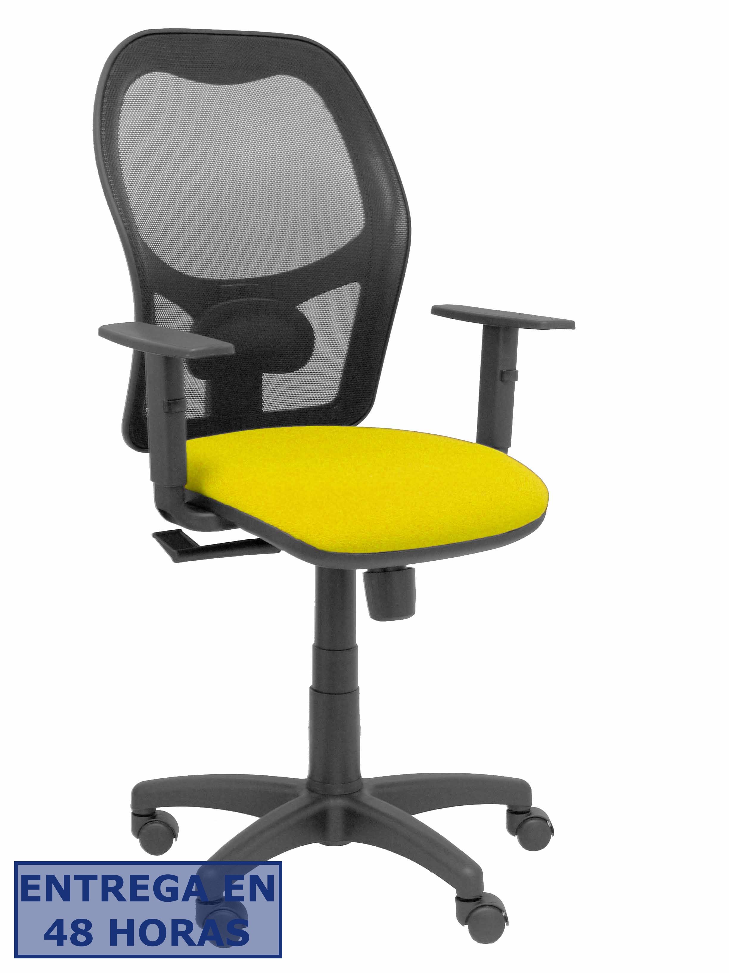 PIQUERAS Y CRESPO Silla Alocen malla negra asiento bali amarillo brazos regulables