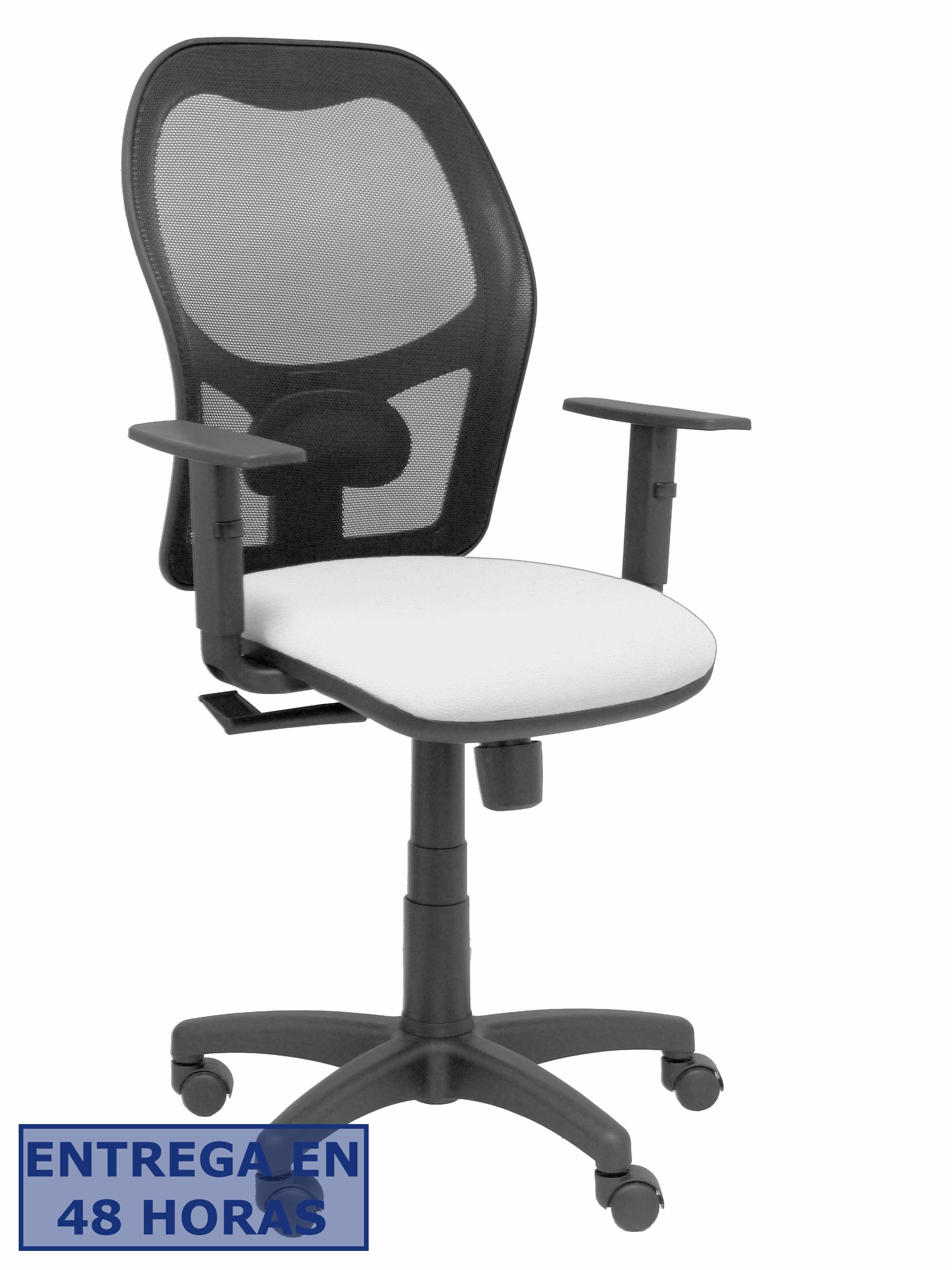 PIQUERAS Y CRESPO Silla Alocen malla negra asiento bali blanco brazos regulables