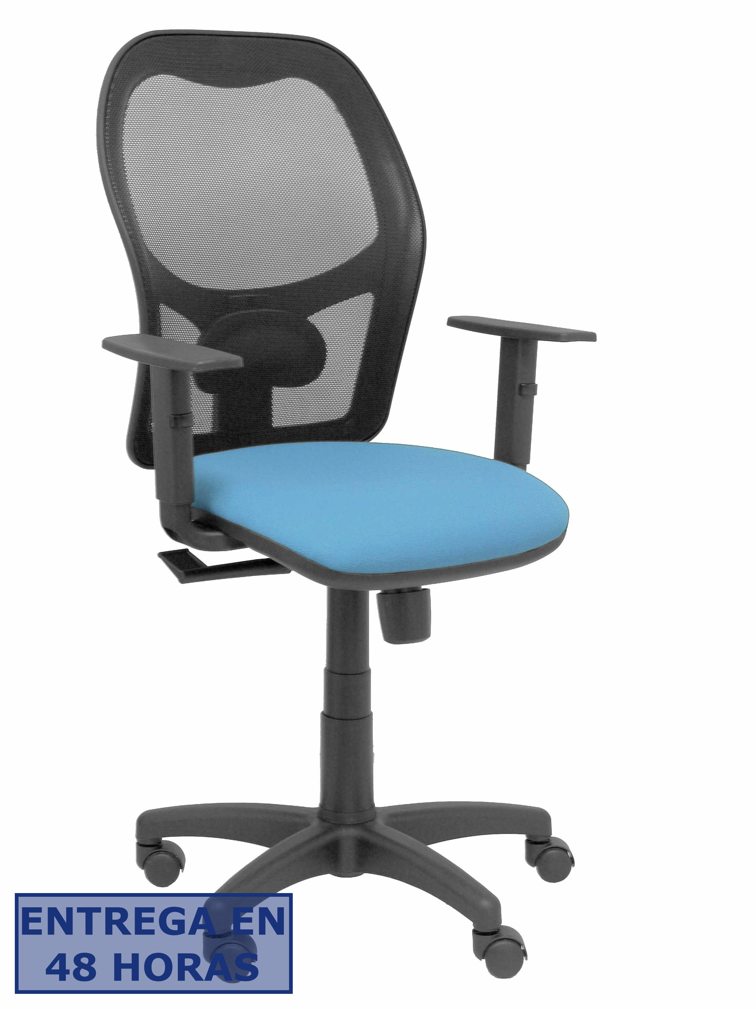 PIQUERAS Y CRESPO Silla Alocen malla negra asiento bali azul cielo brazos regulables