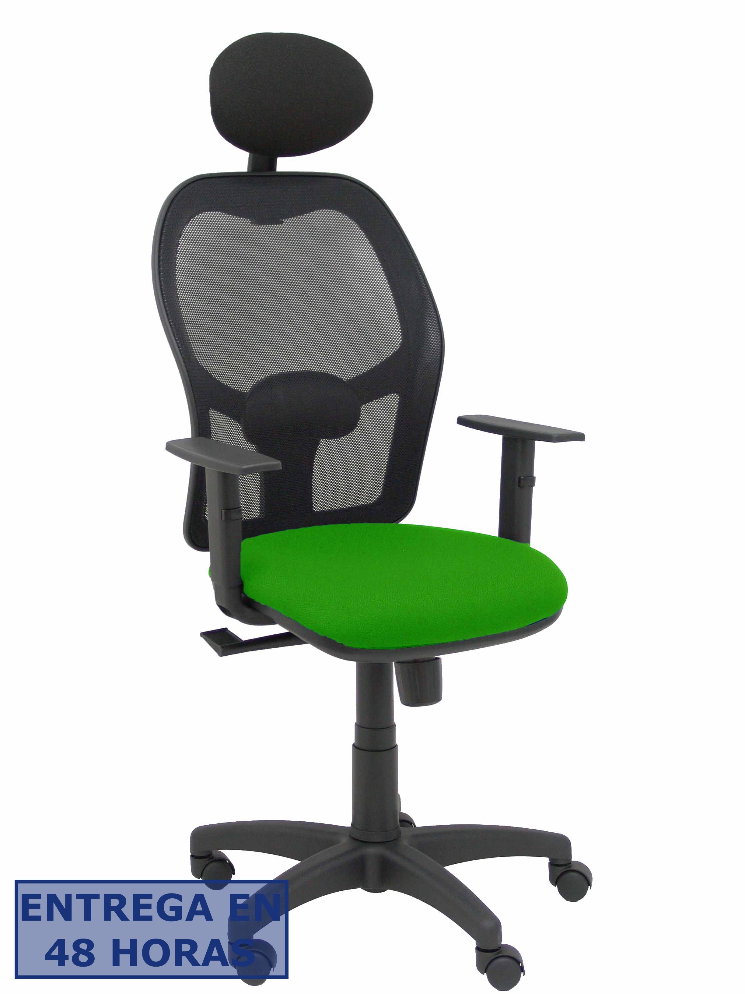PIQUERAS Y CRESPO Silla Alocen malla negra asiento bali verde brazos regulables cabecero fijo