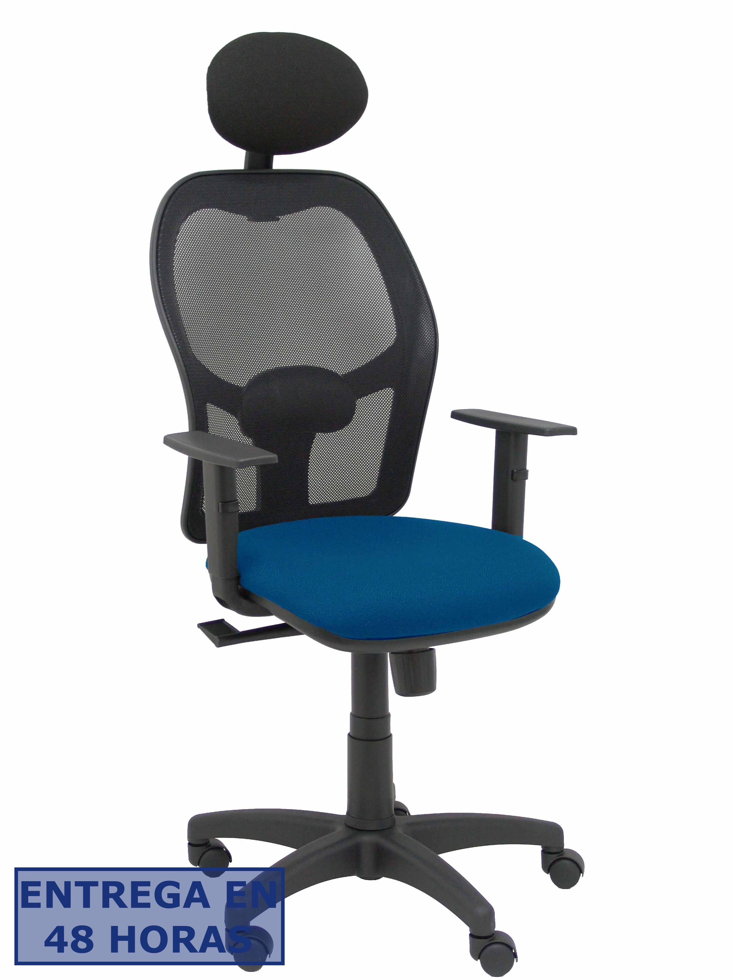 PIQUERAS Y CRESPO Silla Alocen malla negra asiento bali azul marino brazos regulables cabecero fijo