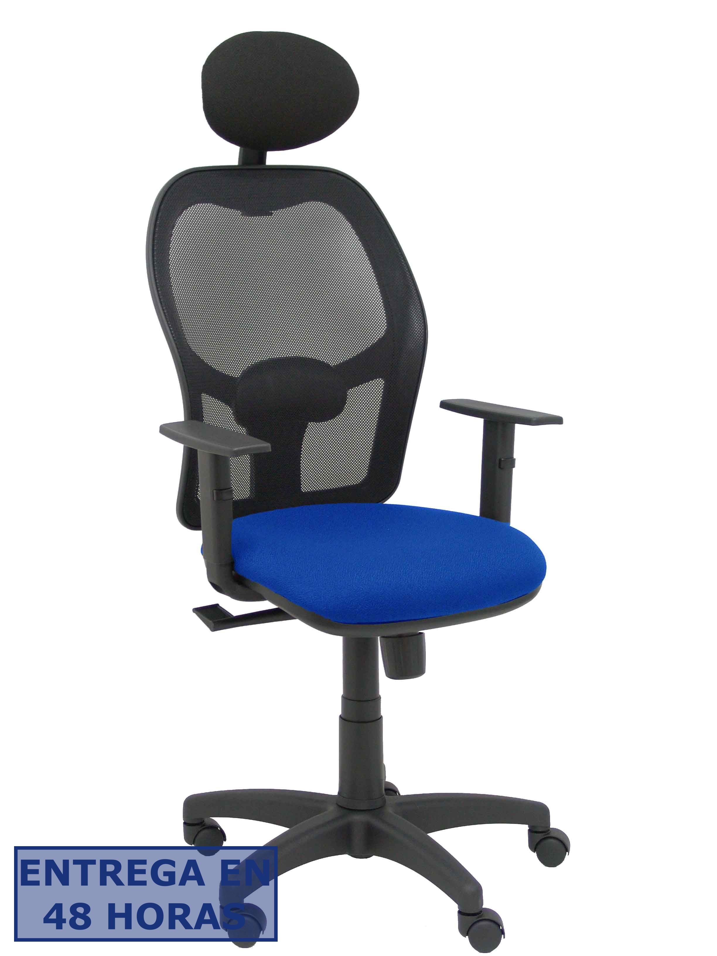 PIQUERAS Y CRESPO Silla Alocen malla negra asiento bali azul brazos regulables cabecero fijo