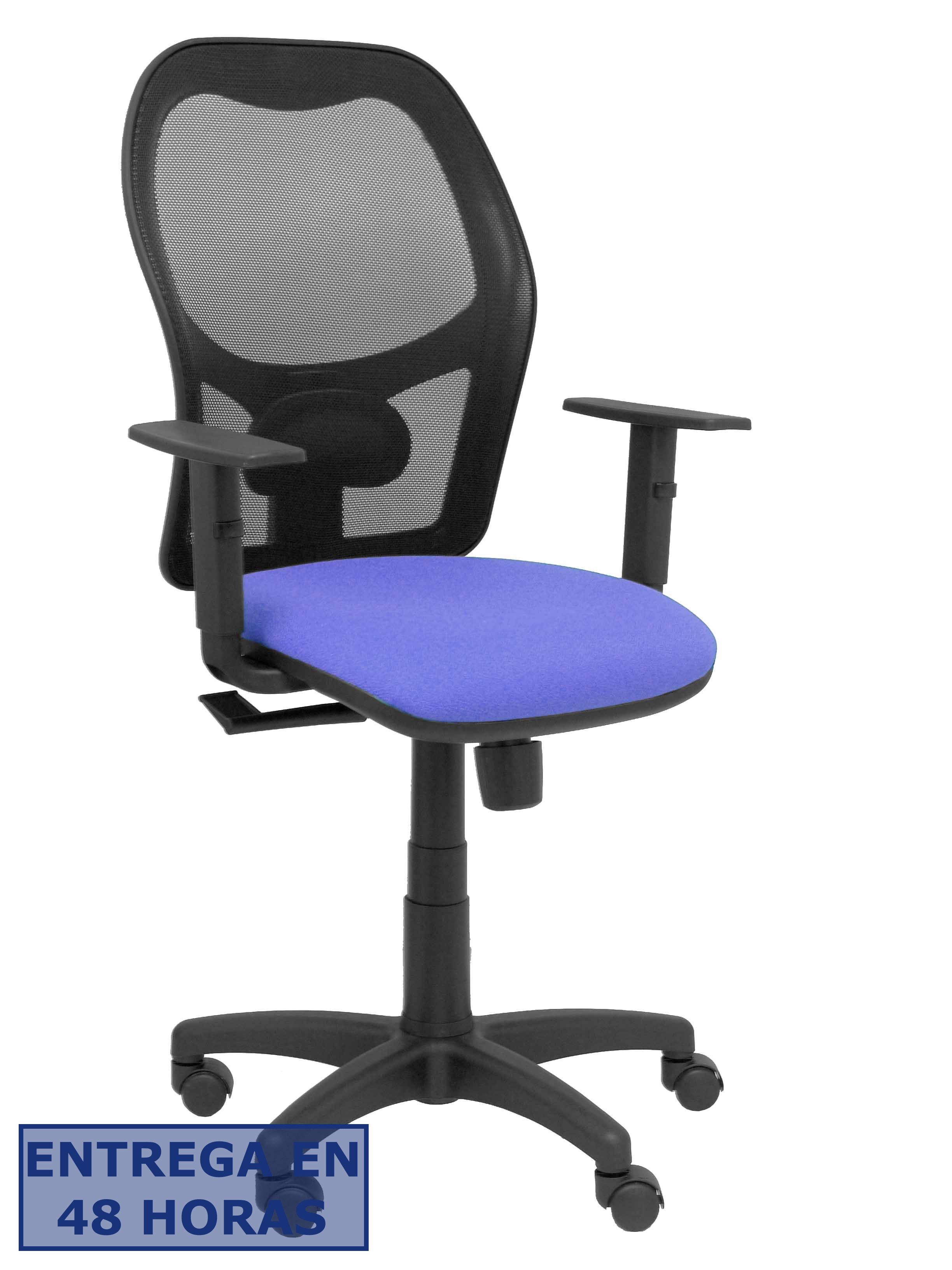 PIQUERAS Y CRESPO Silla Alocen malla negra asiento bali azul claro brazos regulables