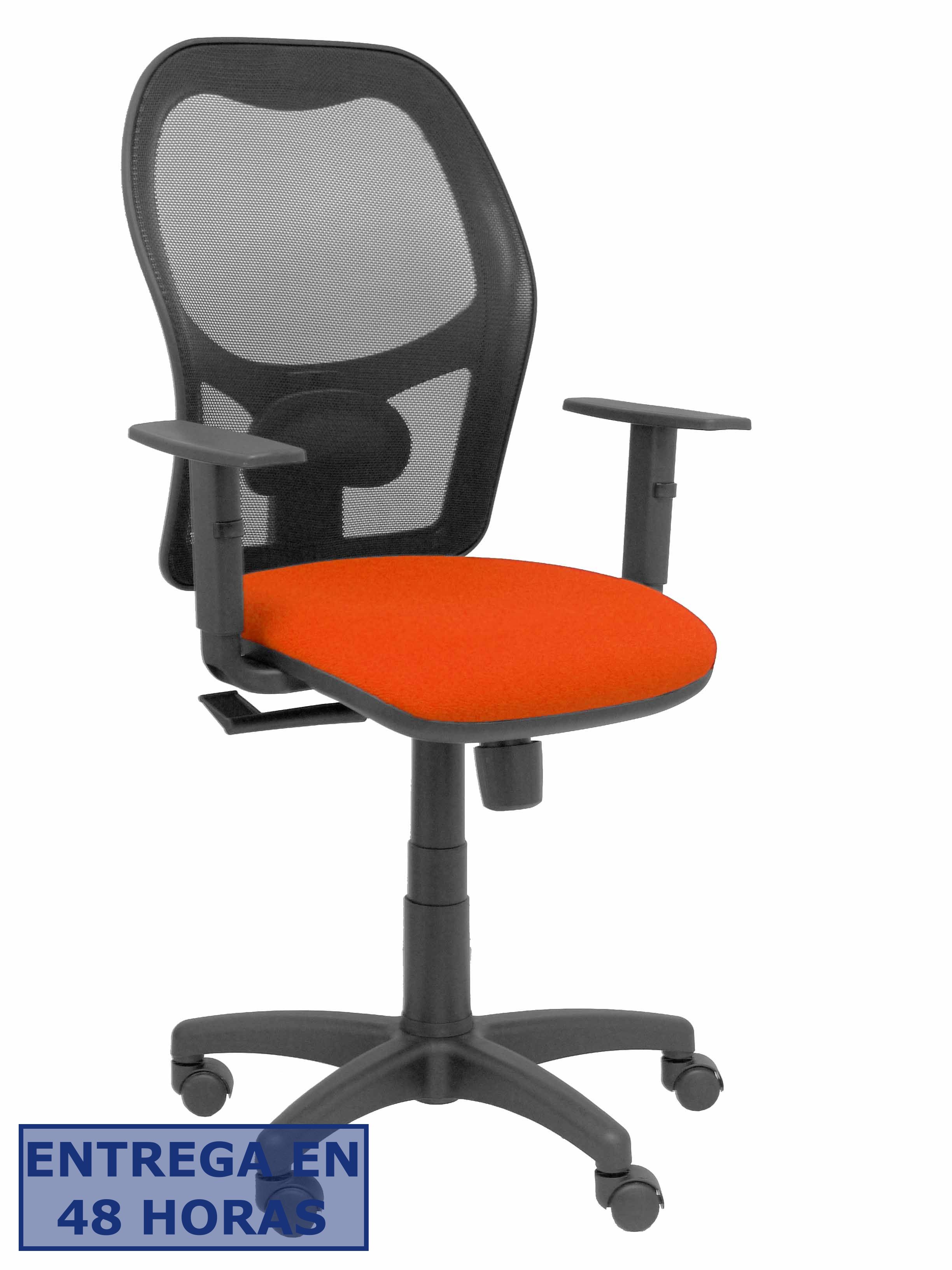 PIQUERAS Y CRESPO Silla Alocen malla negra asiento bali naranja oscuro brazos regulables