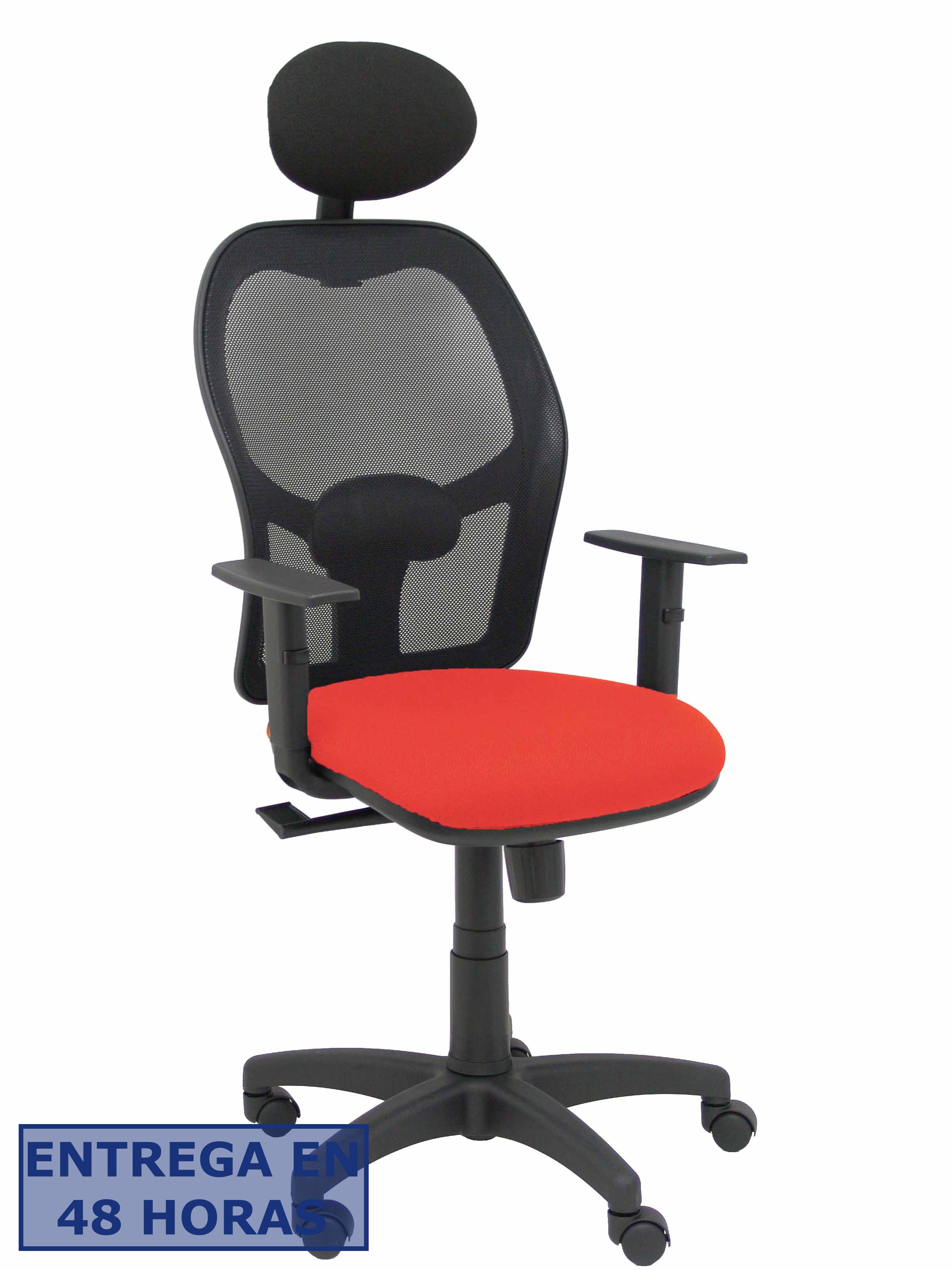 PIQUERAS Y CRESPO Silla Alocen malla negra asiento bali naranja oscuro brazos regulables cabecero fijo