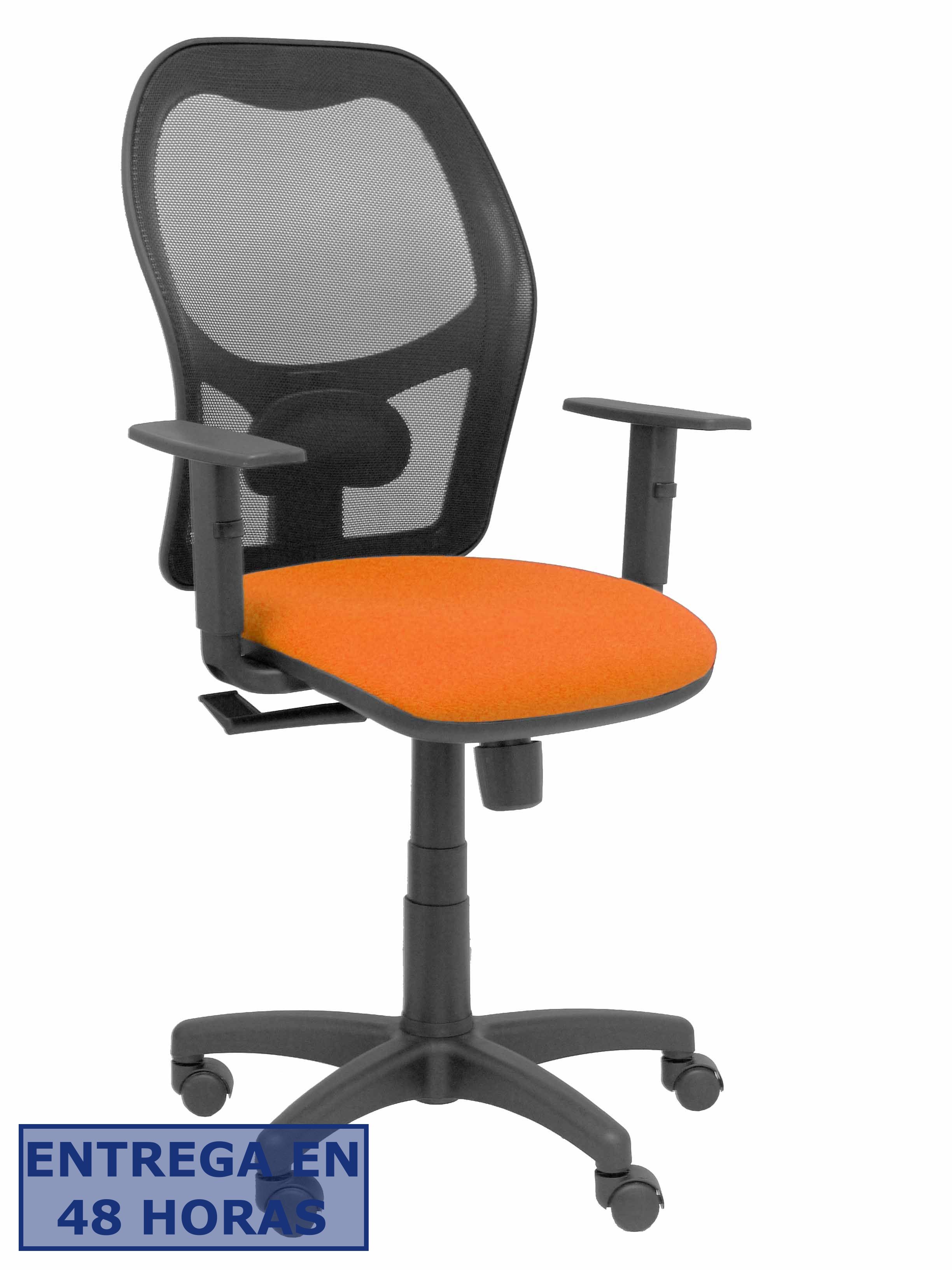 PIQUERAS Y CRESPO Silla Alocen malla negra asiento bali naranja brazos regulables