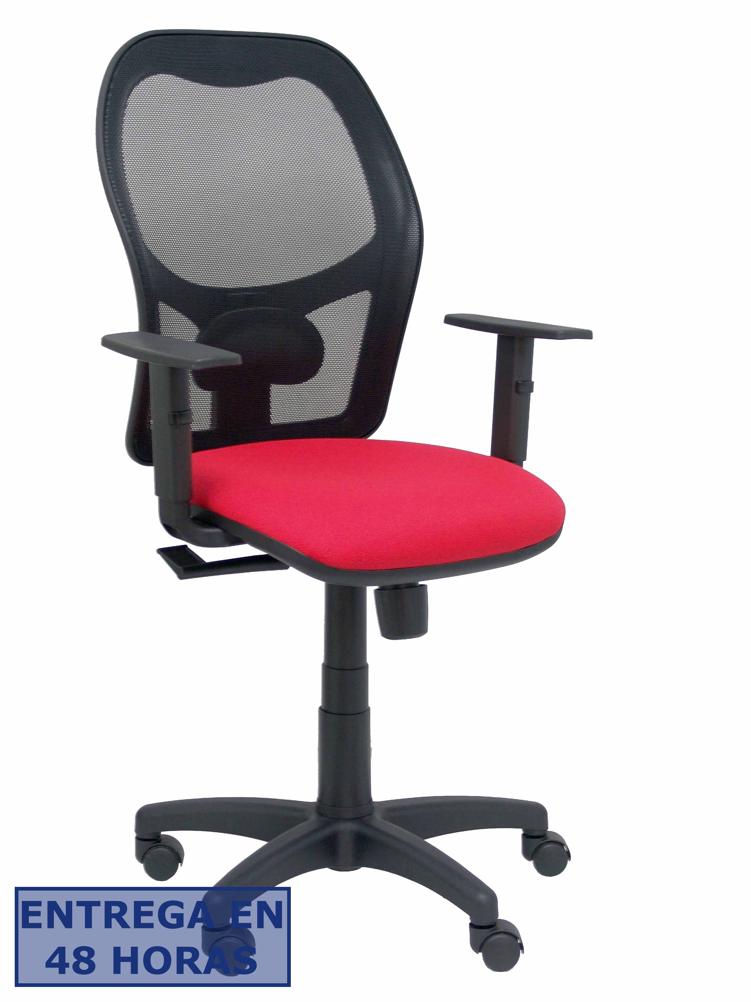PIQUERAS Y CRESPO Silla Alocen malla negra asiento bali rojo brazos regulables