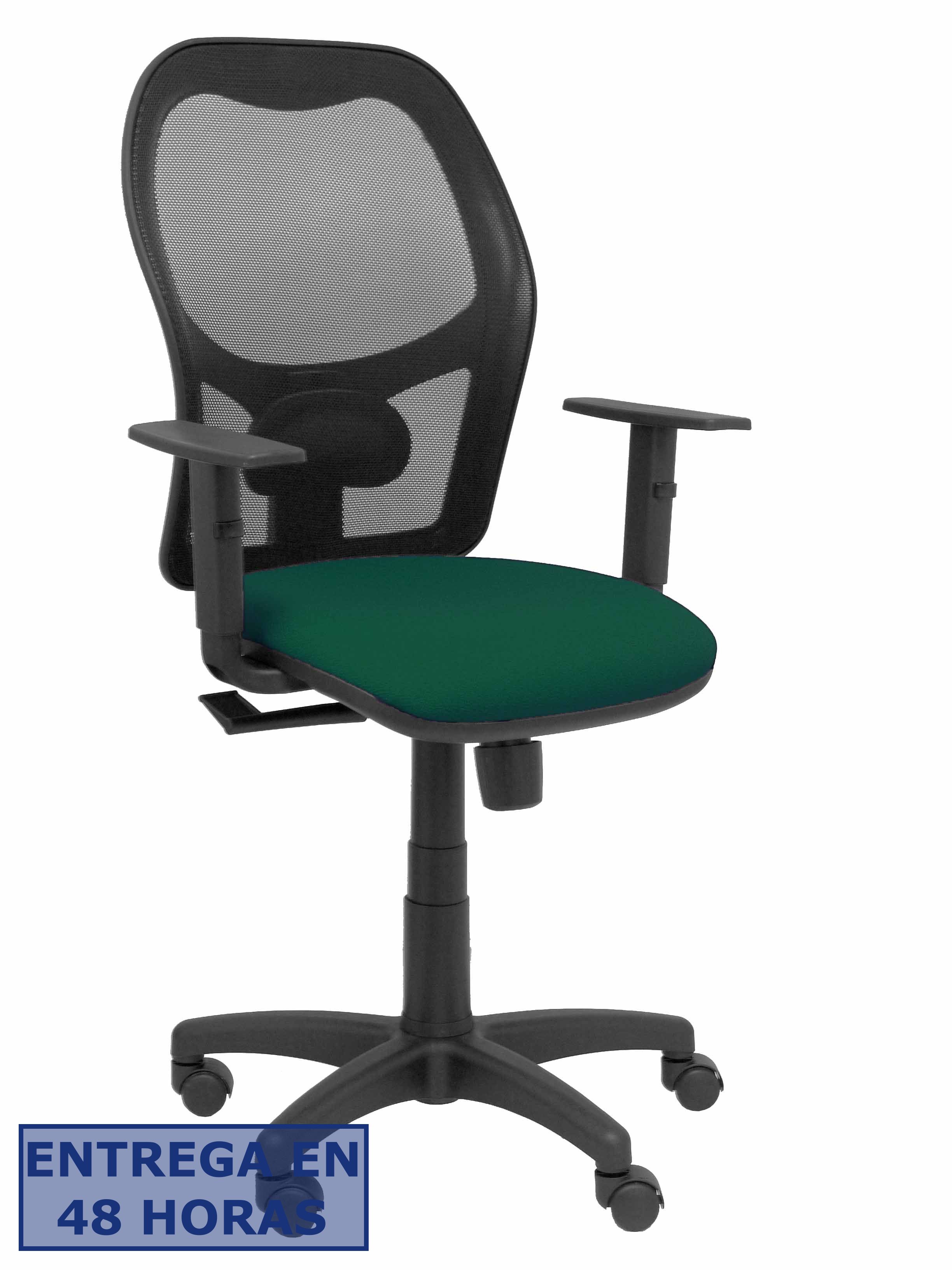 PIQUERAS Y CRESPO Silla Alocen malla negra asiento bali verde botella brazos regulables