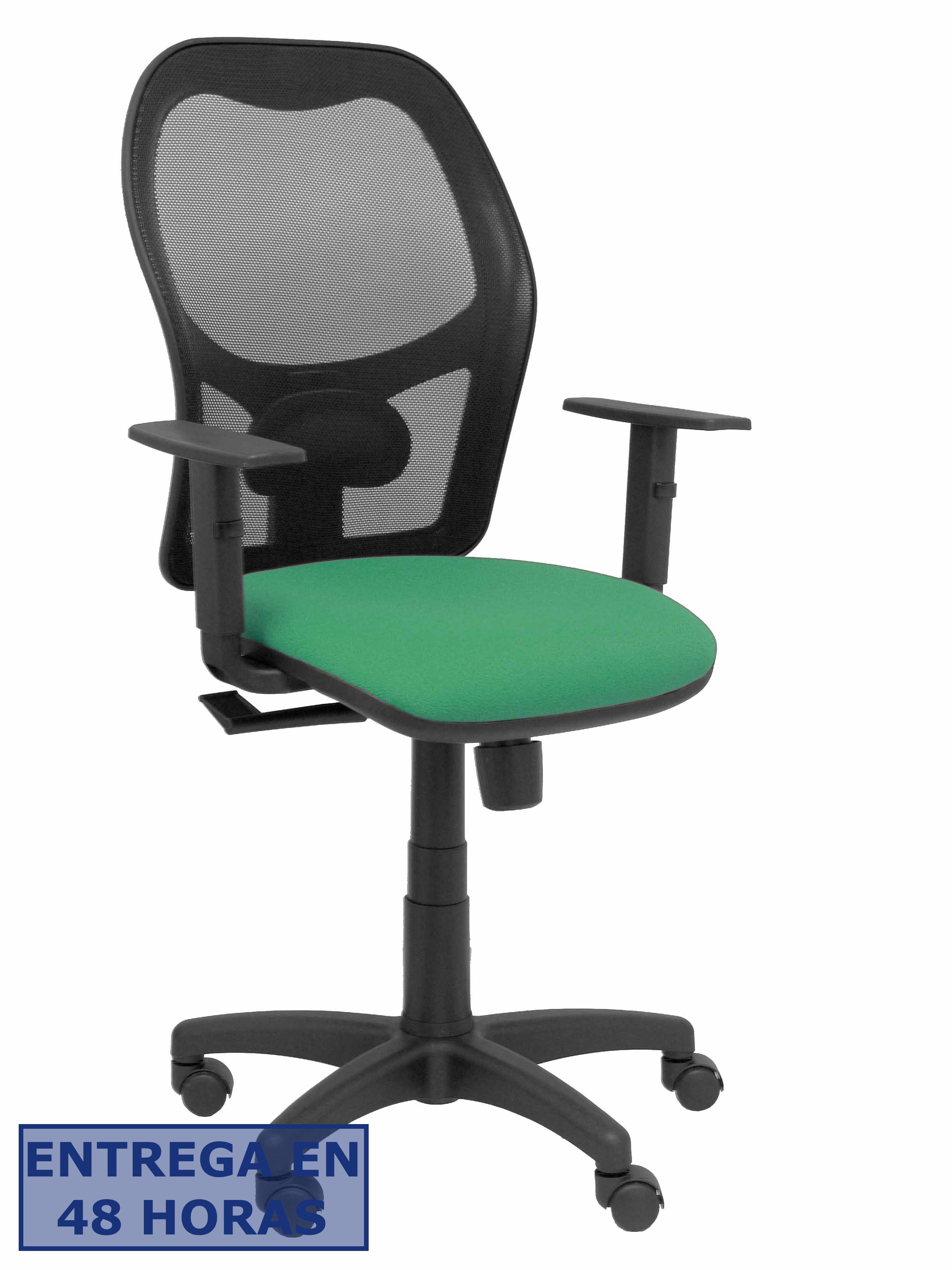 PIQUERAS Y CRESPO Silla Alocen malla negra asiento bali verde esmeralda brazos regulables