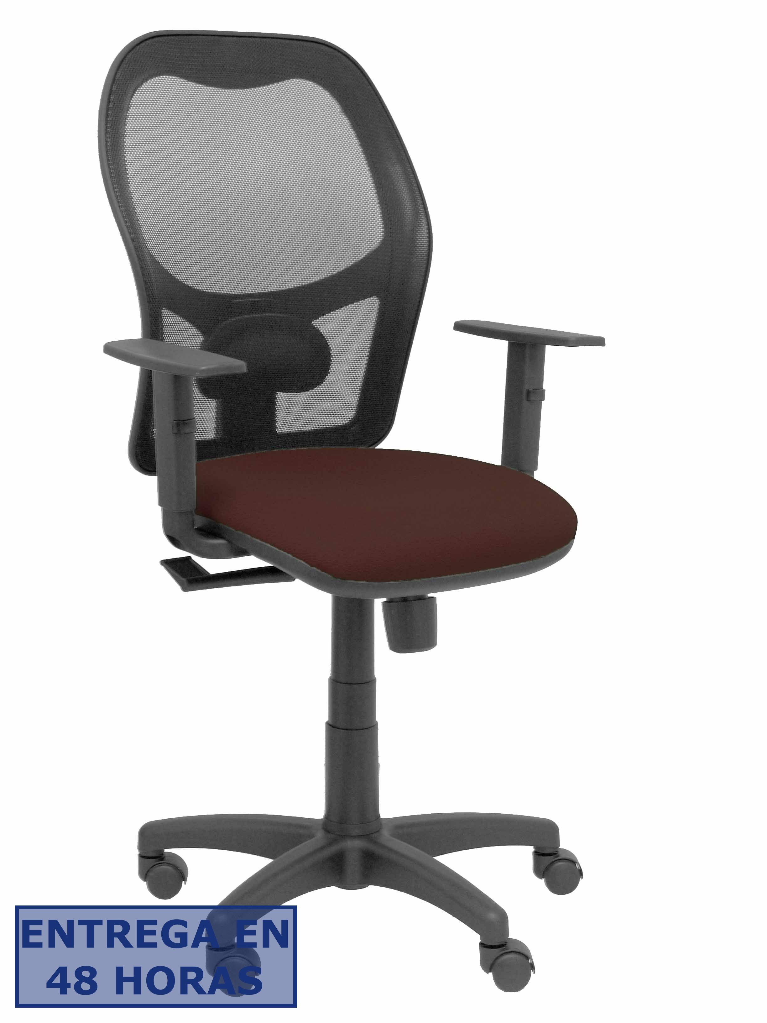 PIQUERAS Y CRESPO Silla Alocen malla negra asiento bali marron oscuro brazos regulables