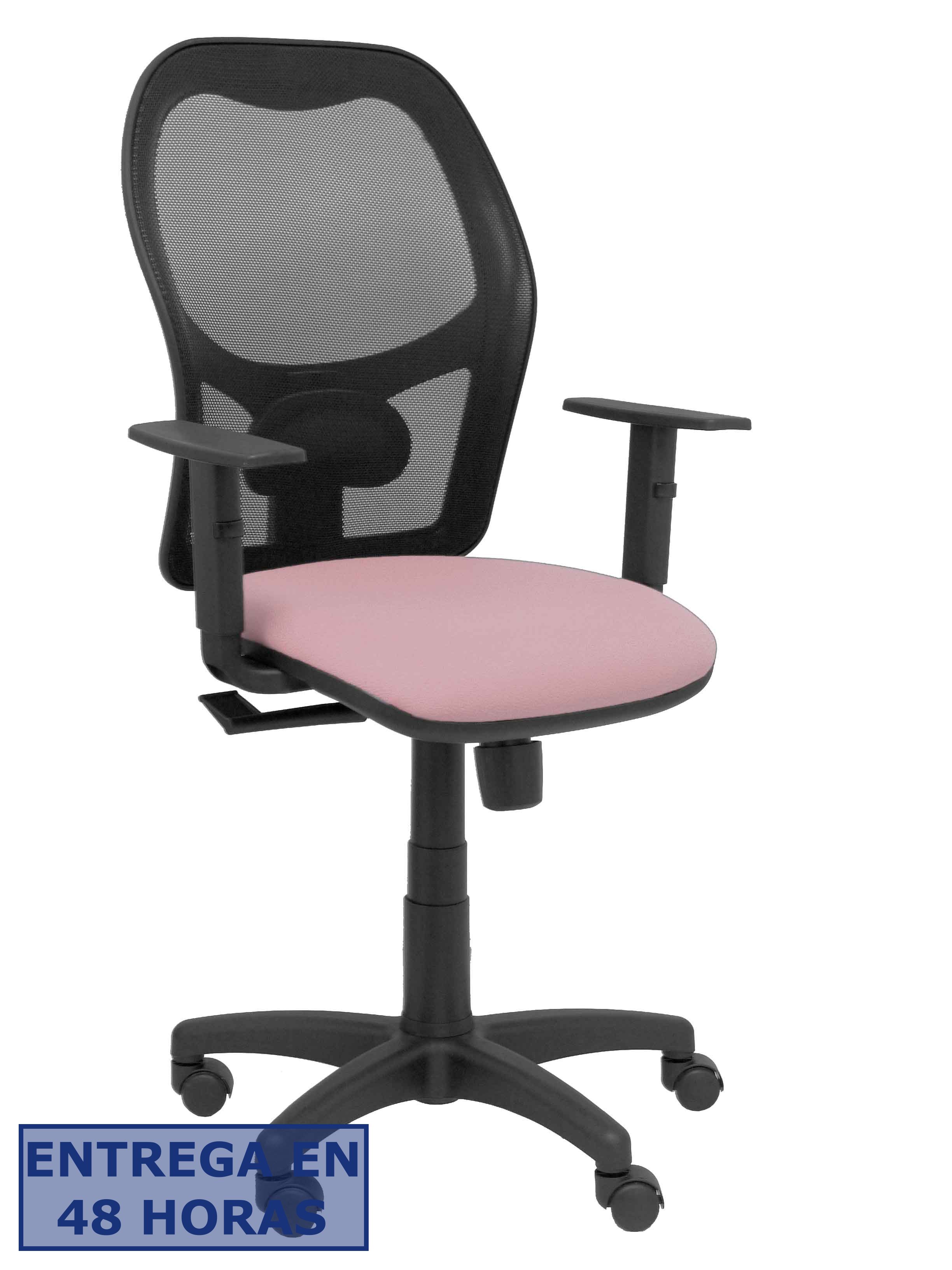 PIQUERAS Y CRESPO Silla Alocen malla negra asiento bali rosa brazos regulable