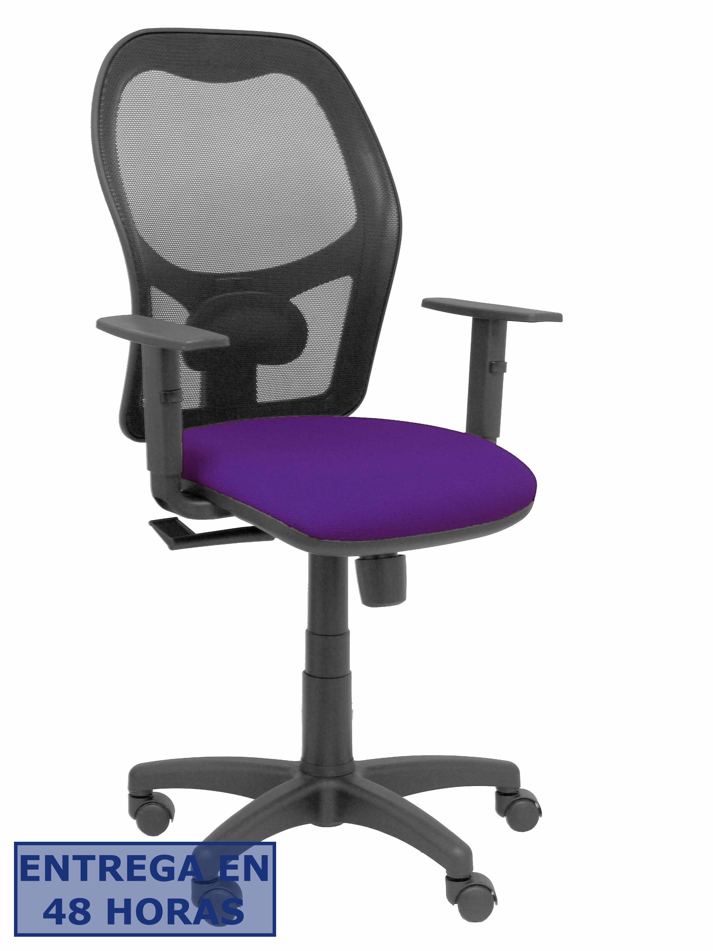PIQUERAS Y CRESPO Silla Alocen malla negra asiento bali morado brazos regulables