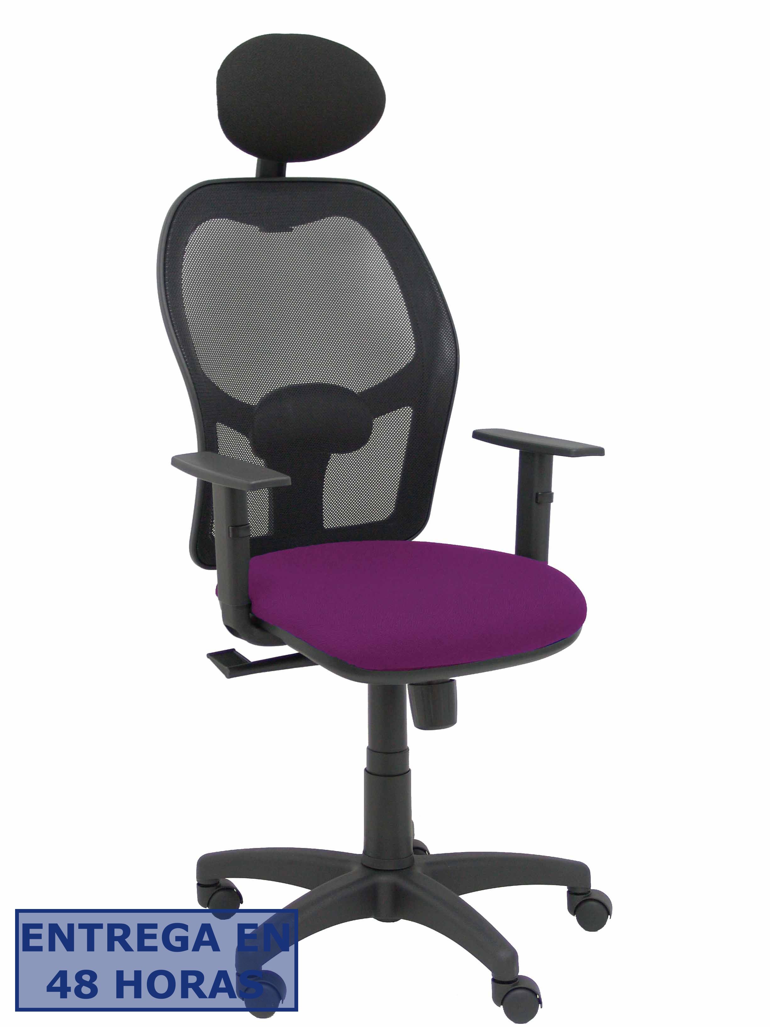 PIQUERAS Y CRESPO Silla Alocen malla negra asiento bali morado brazos regulables cabecero fijo