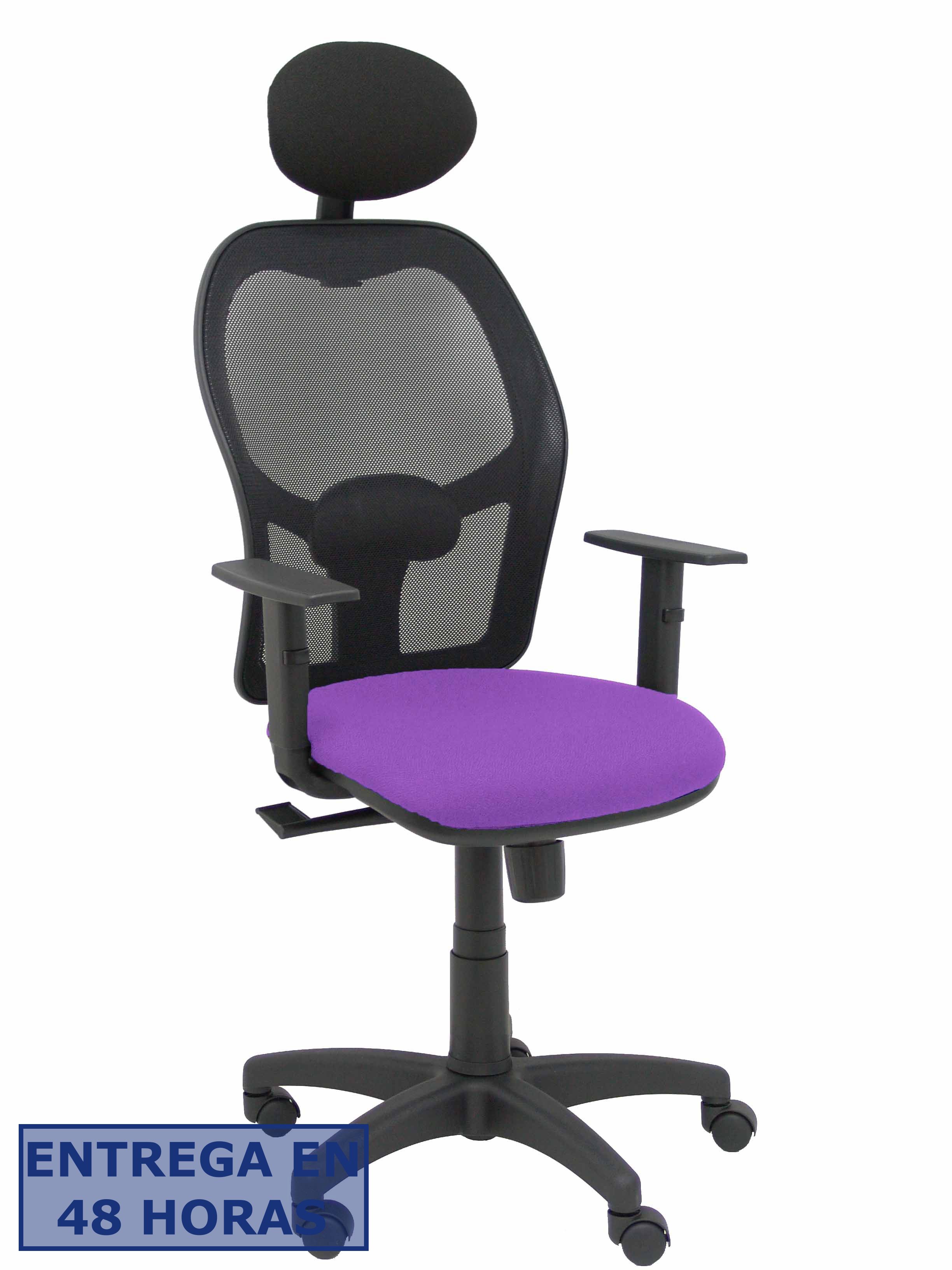 PIQUERAS Y CRESPO Silla Alocen malla negra asiento bali lila brazos regulables cabecero fijo
