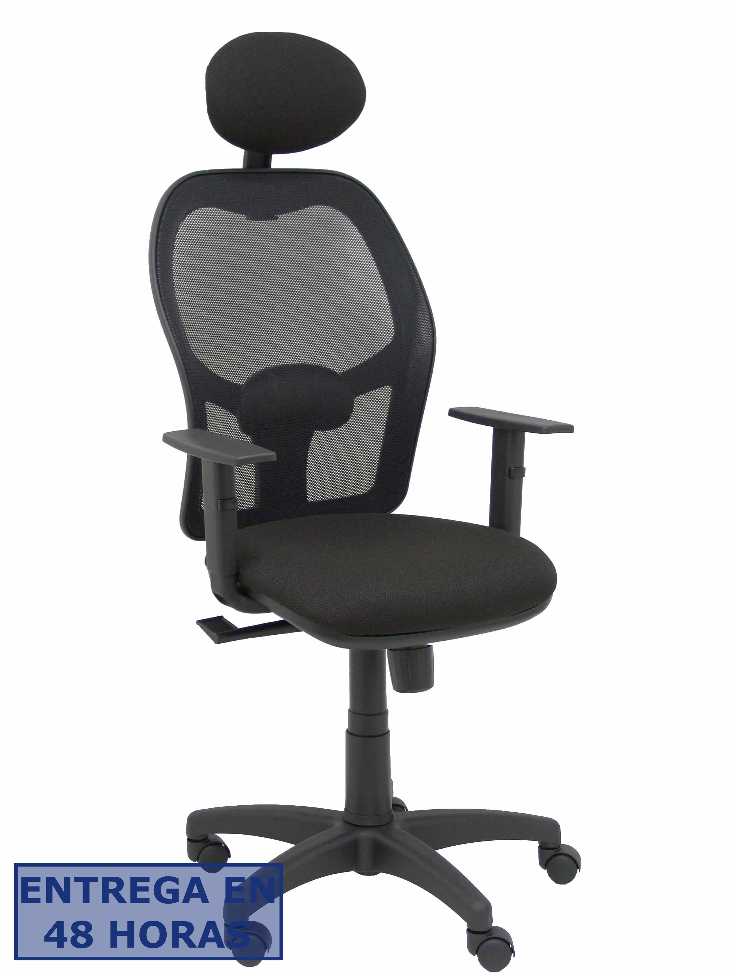 PIQUERAS Y CRESPO Silla Alocen malla negra asiento bali negro brazos regulables cabecero fijo