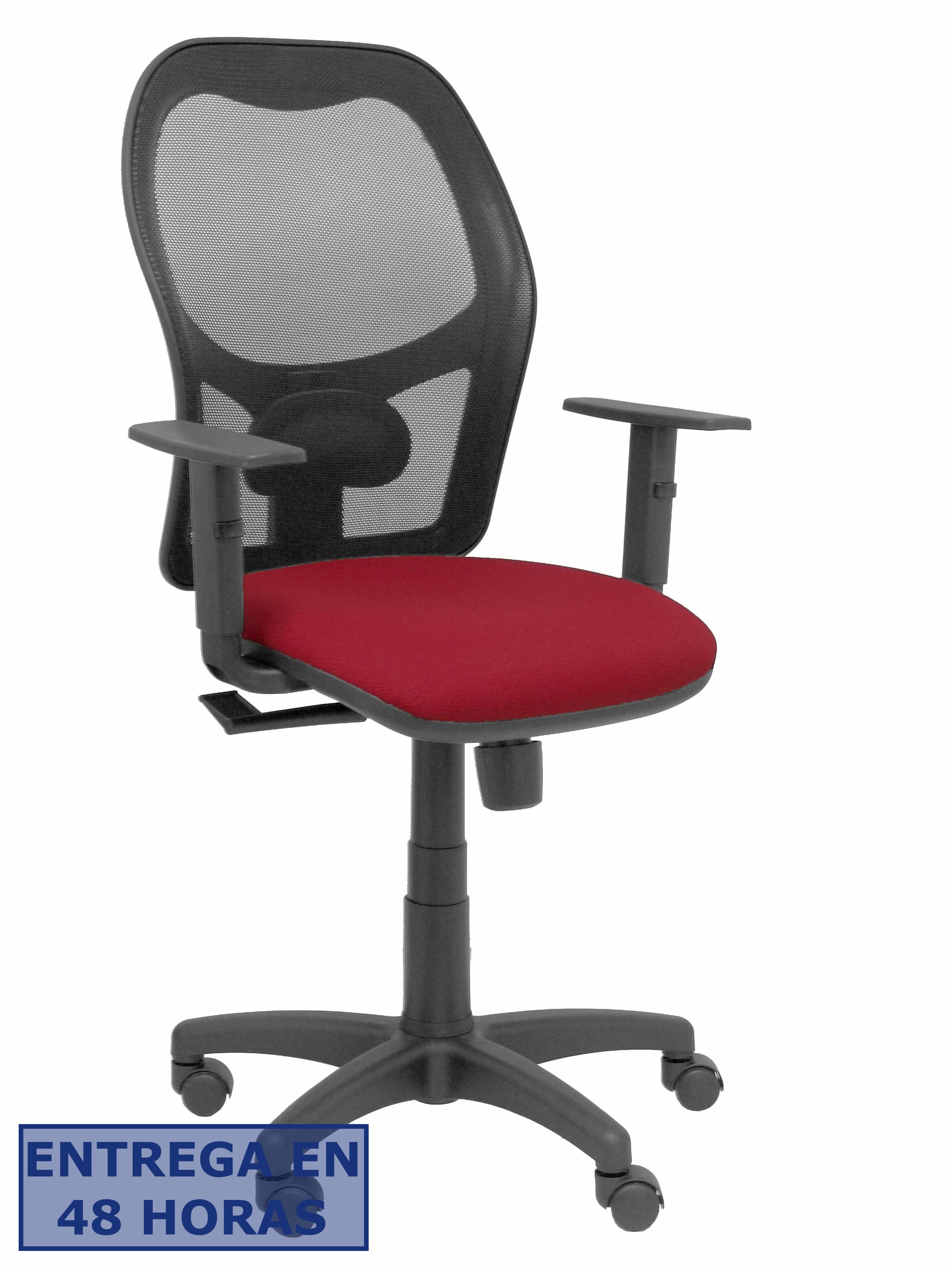 PIQUERAS Y CRESPO Silla Alocen malla negra asiento bali granate brazos regulables