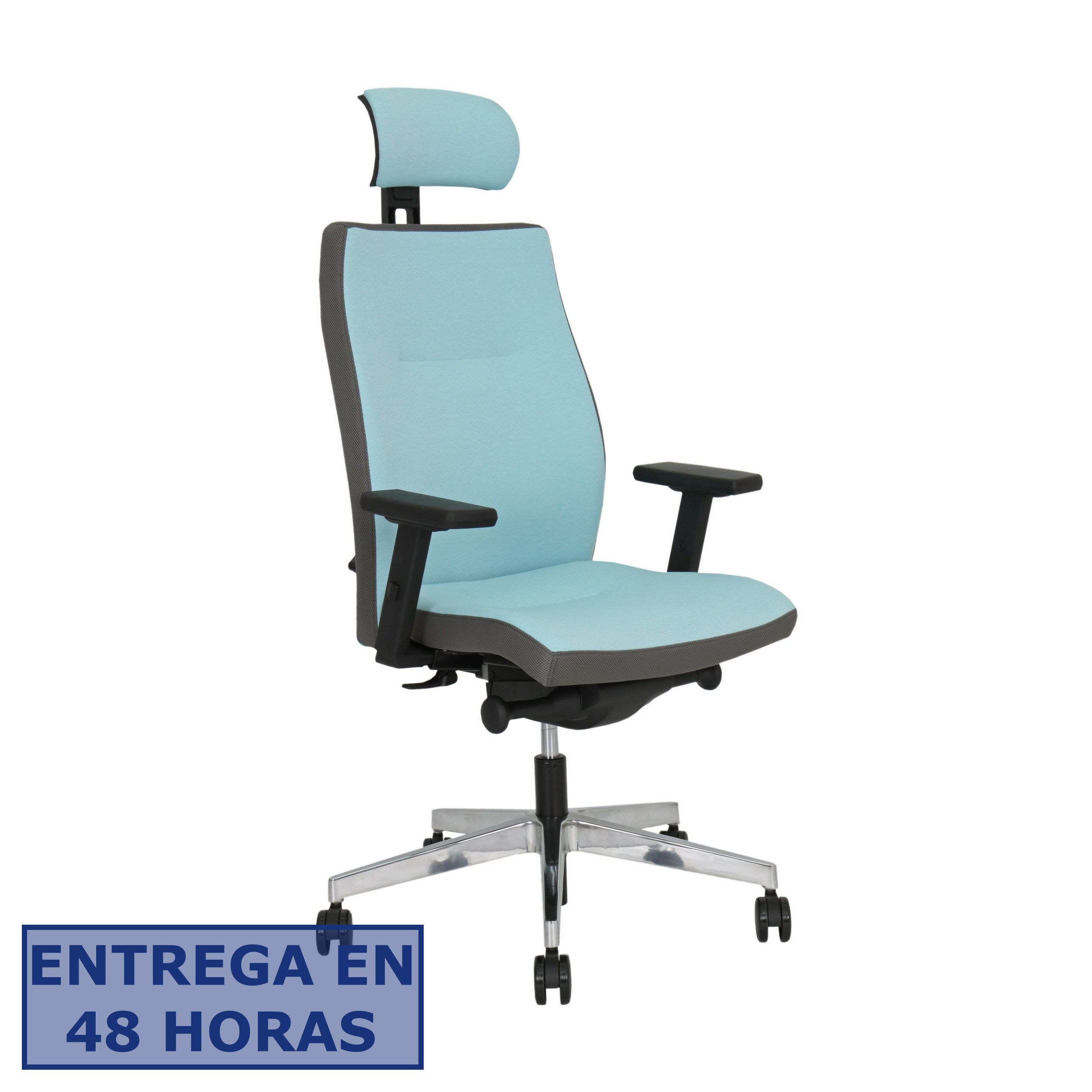 PIQUERAS Y CRESPO NOWY STYL Silla So-One sincro era azul brazo 4D base alum cabecero y lumbar.