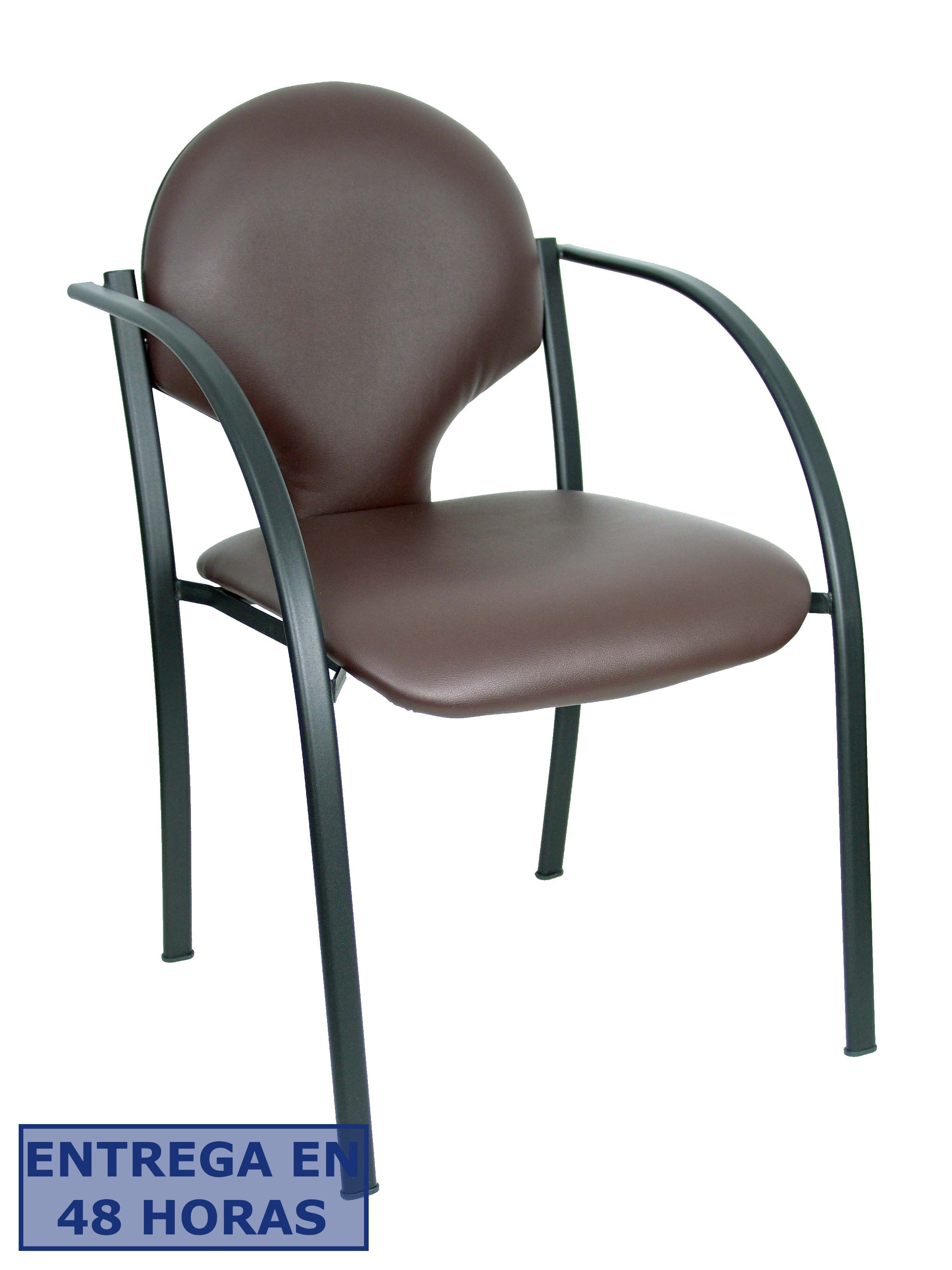PIQUERAS Y CRESPO Pack 2 sillas Hellin chasis negro similpiel marron oscuro