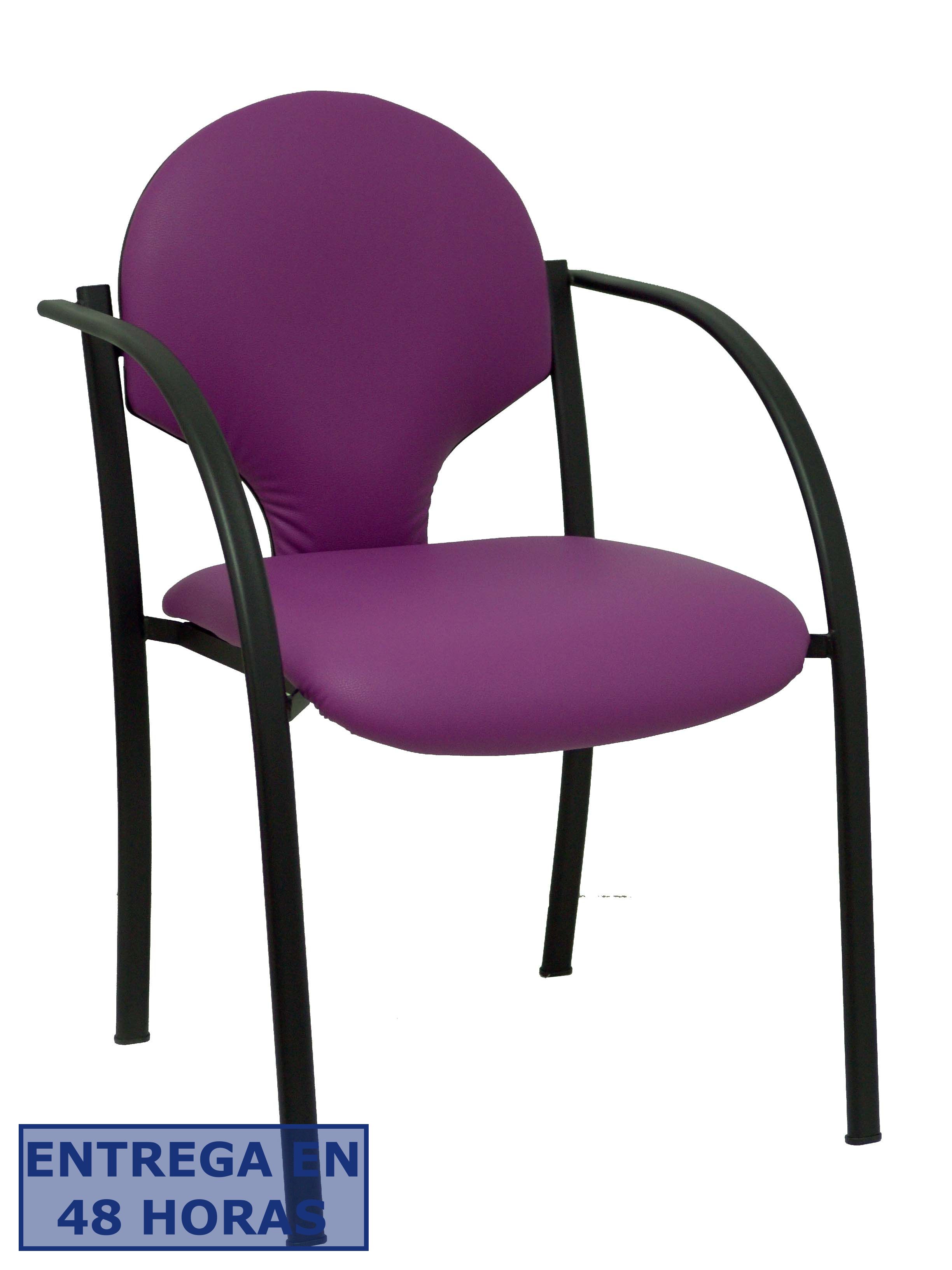 PIQUERAS Y CRESPO Pack 2 sillas Hellin chasis negro similpiel morado