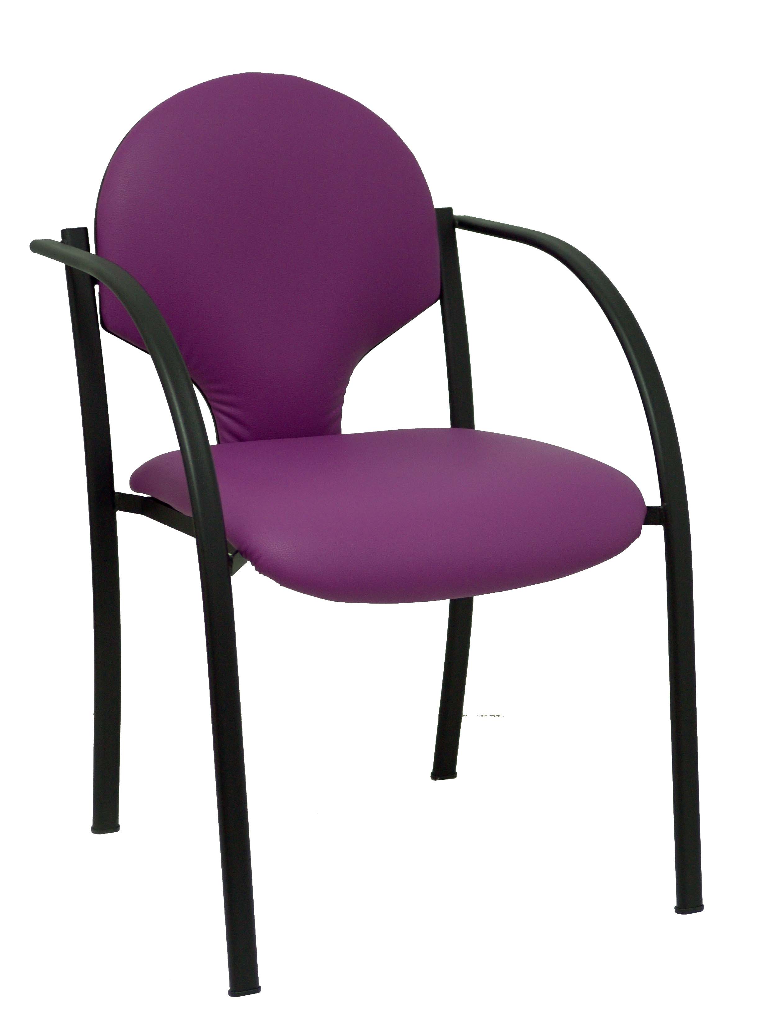 PIQUERAS Y CRESPO Pack 2 sillas Hellin chasis negro similpiel morado