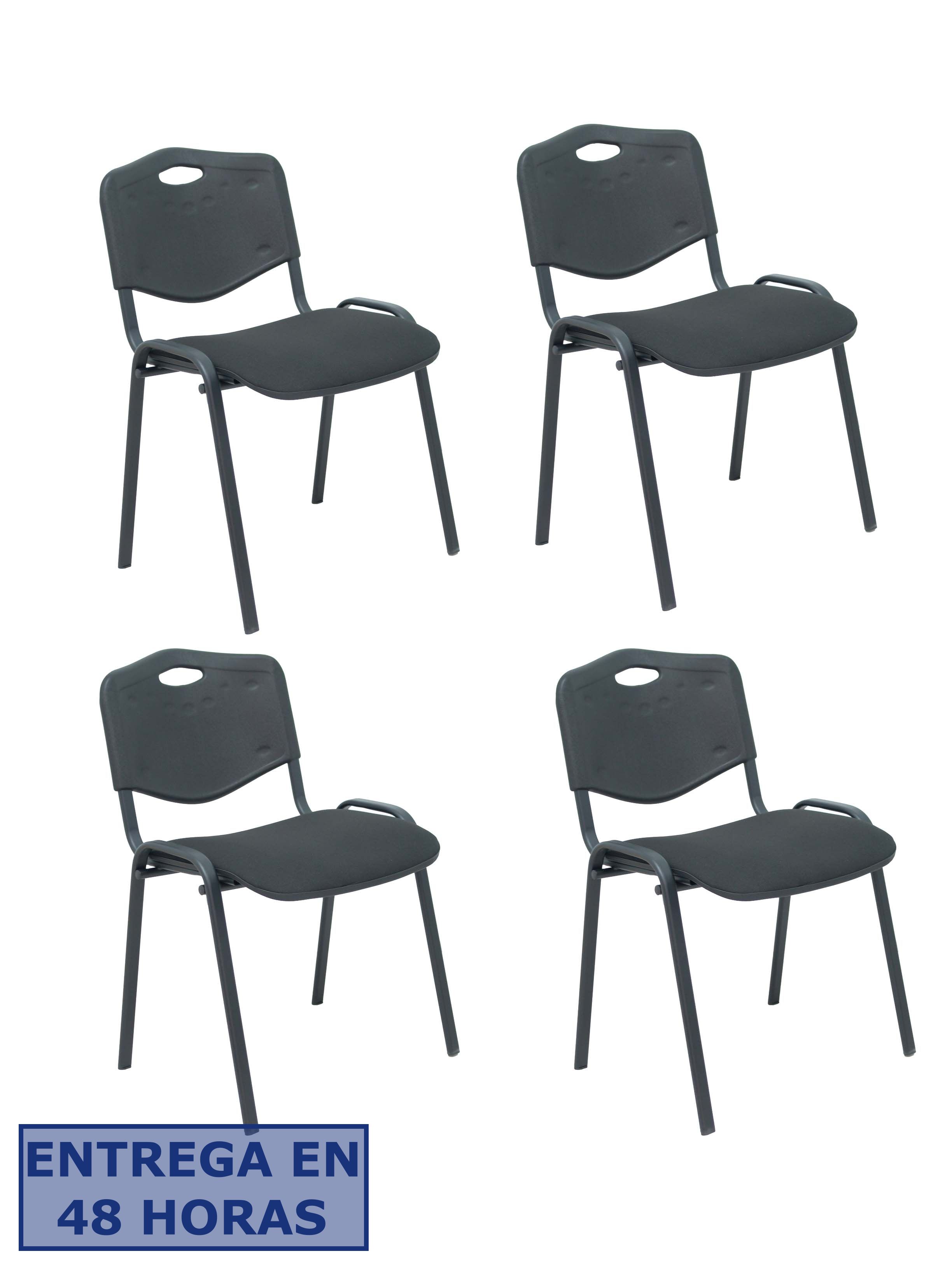 PIQUERAS Y CRESPO NOWY STYL Pack 4 sillas Iso Mix respaldo negro asiento aran negro