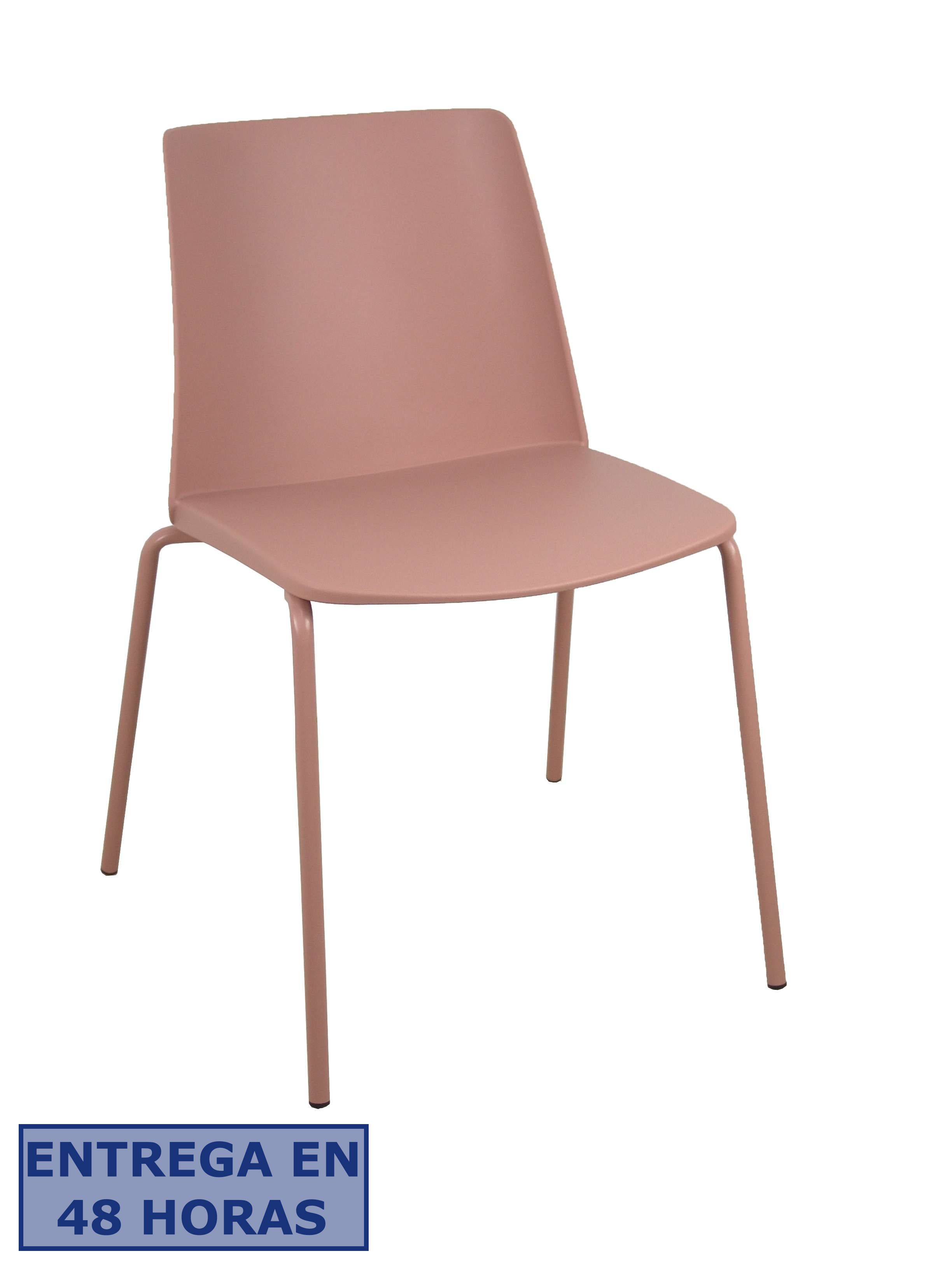 PIQUERAS Y CRESPO Pack 4 sillas Orgaz PVC rosa chasis rosa