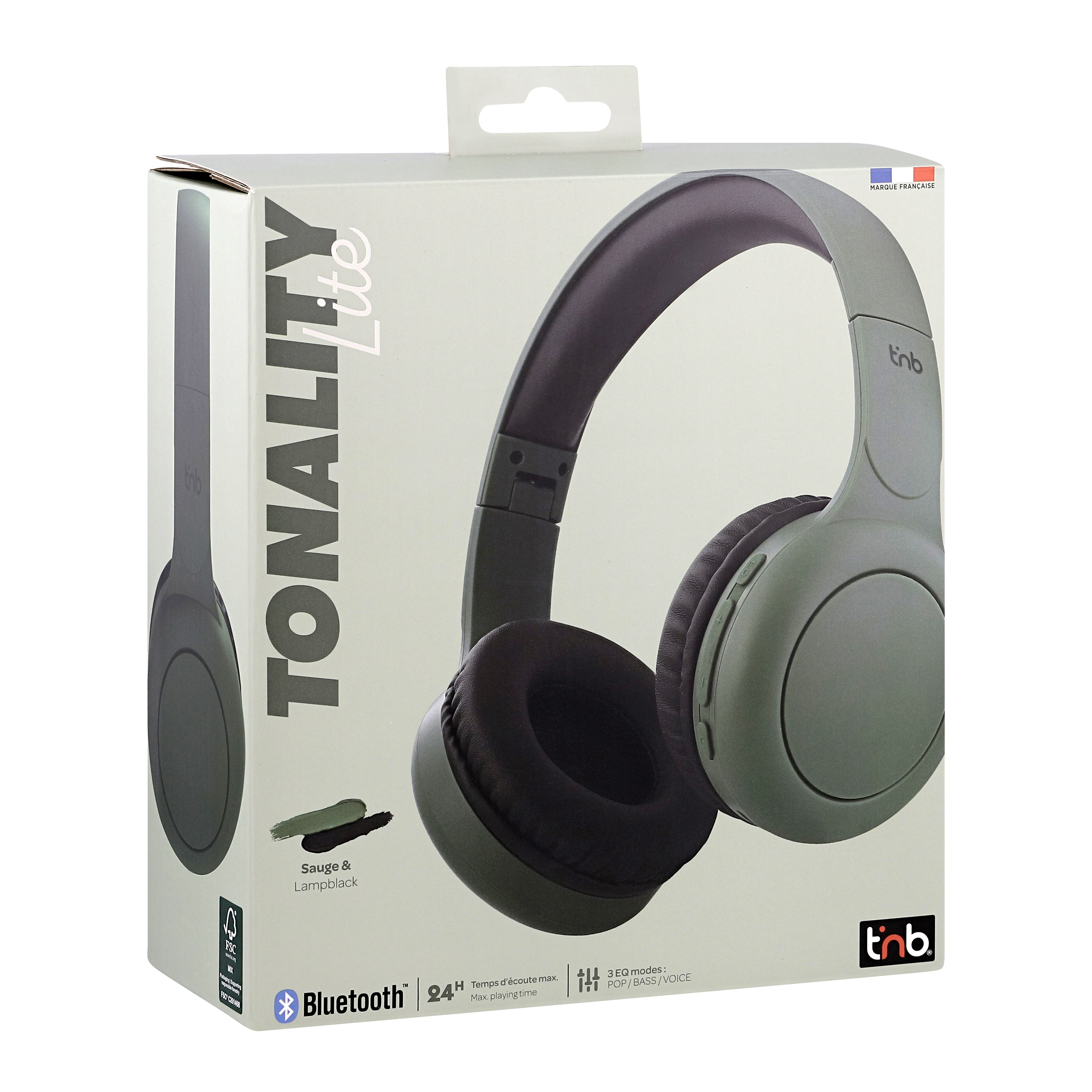 TNB TONALITY - Auriculares supraaurales On-ear Bluetooth headphones - sage green & black cassis