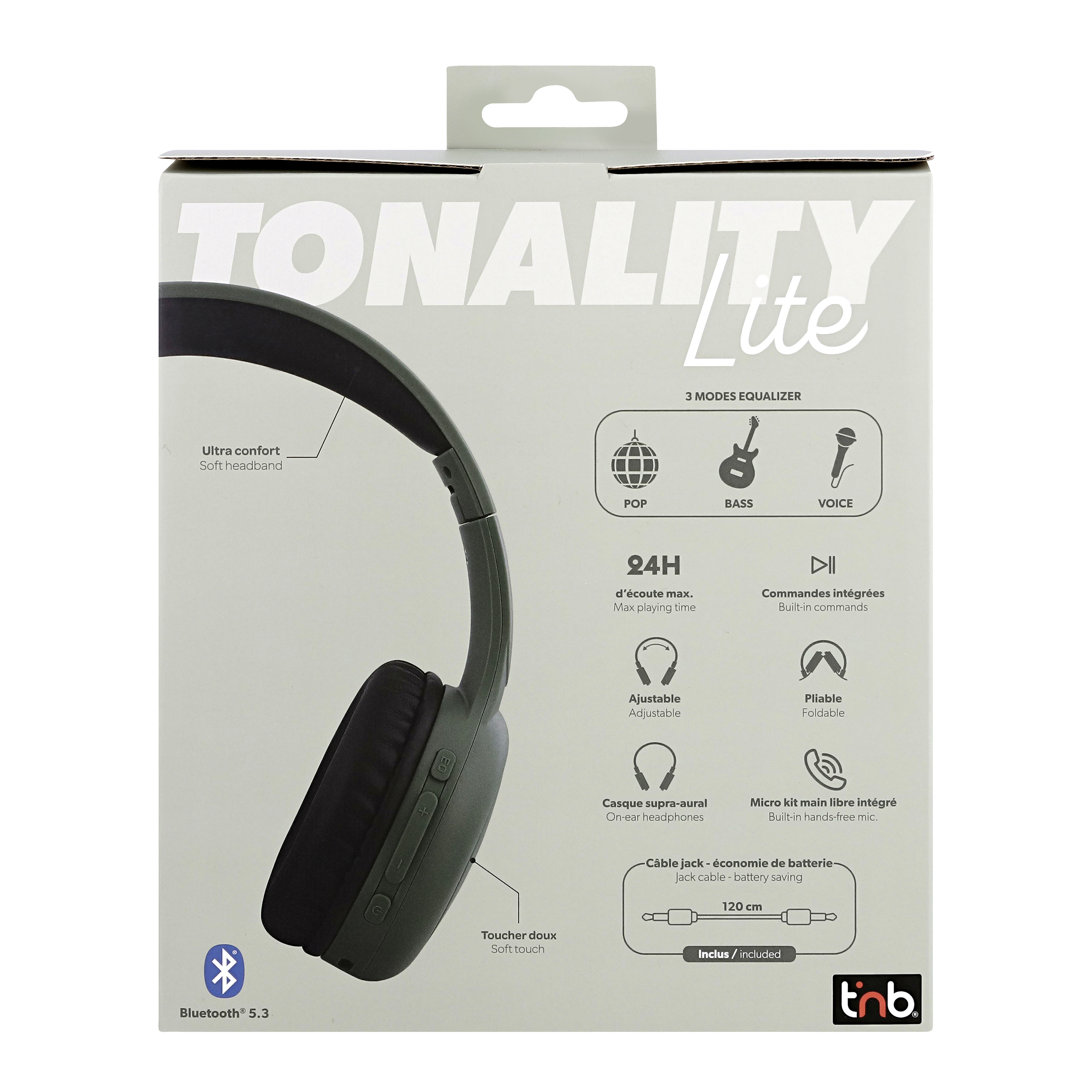TNB TONALITY - Auriculares supraaurales On-ear Bluetooth headphones - sage green & black cassis