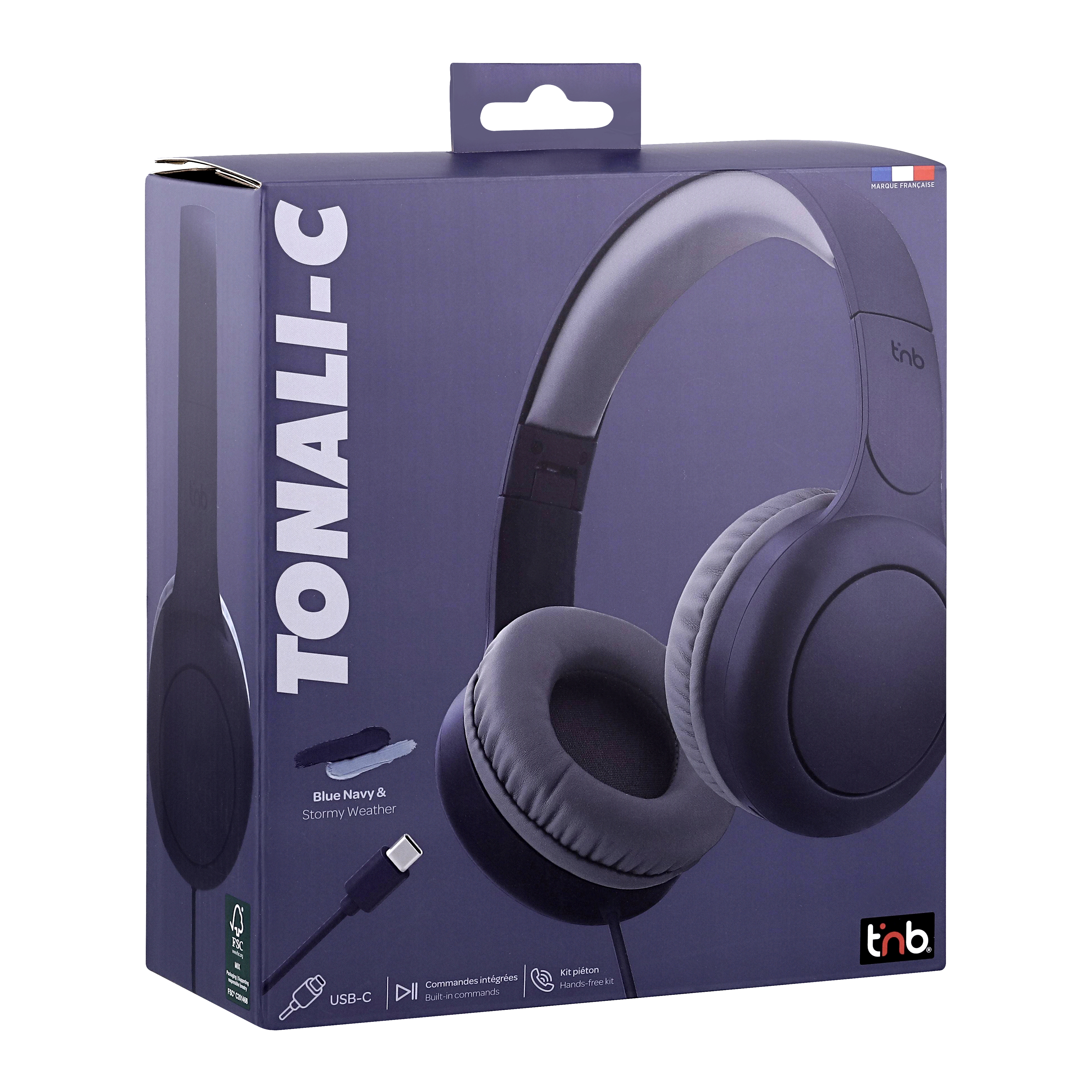 TNB TONALITY - Auriculares supraaurales con cable USB-C  - navy blue & storm gray