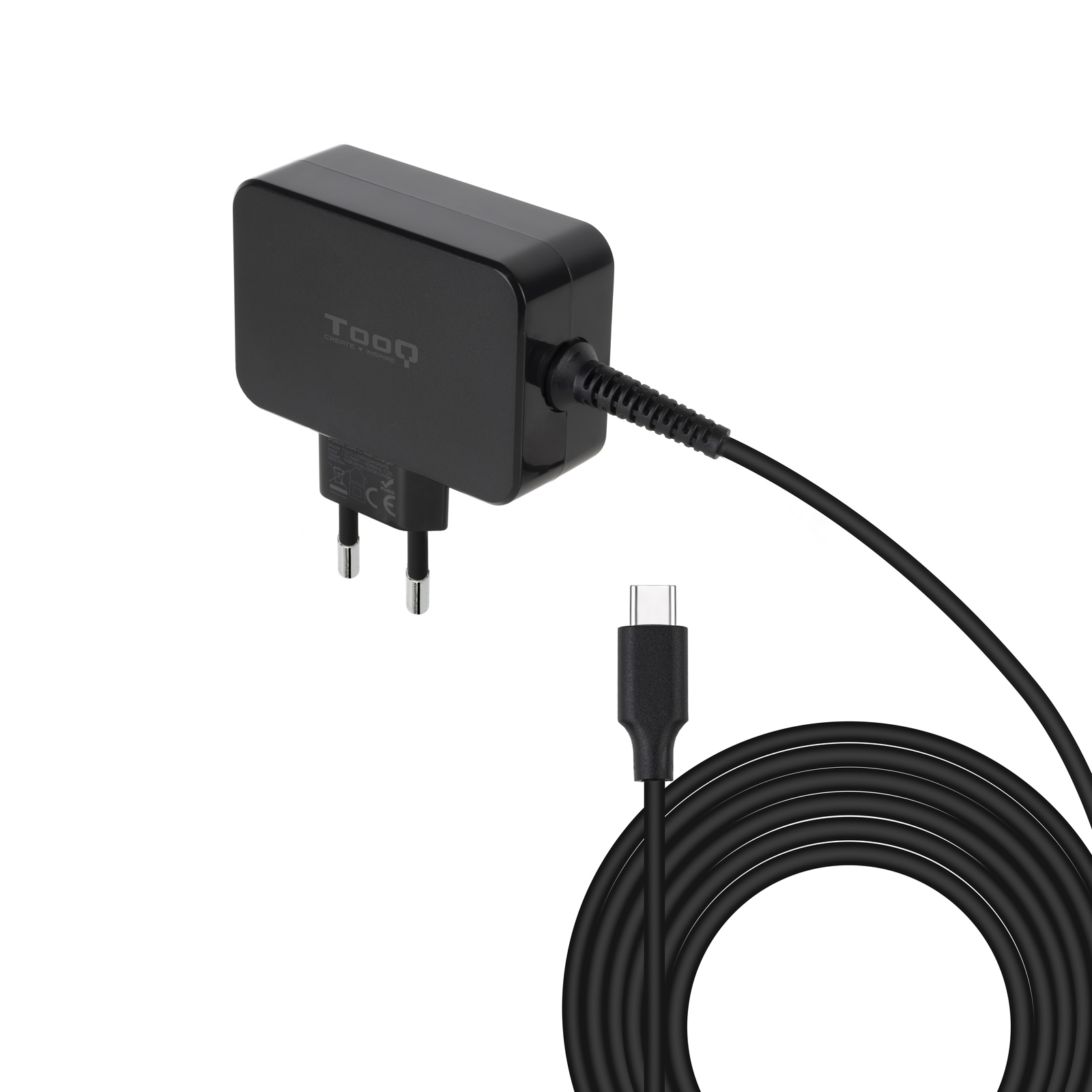 TOOQ Cargador portatil gan USB-C pd 45W, negro