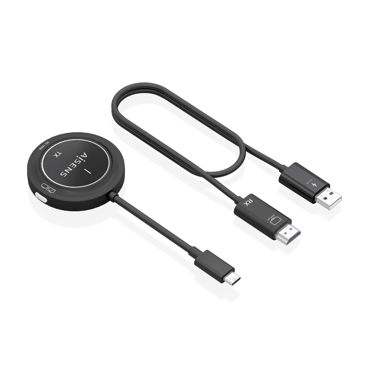 AISENS - USB-C A HDMI INALAMBRICO 1080P 30M + USB-C PD 100W, NEGRO