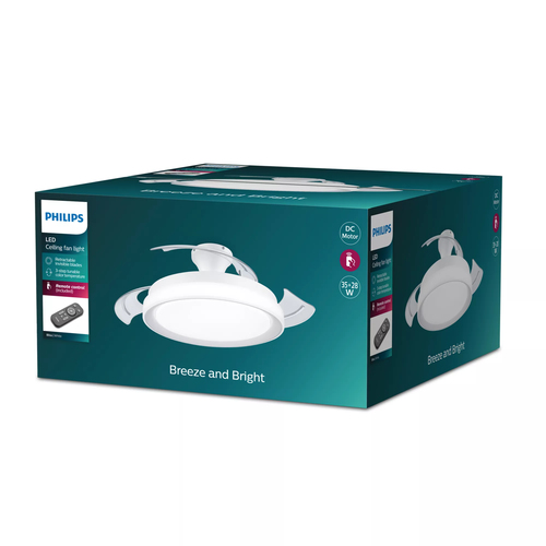 PHILIPS Ventilador Bliss Blanco 35+28 W con luz LED