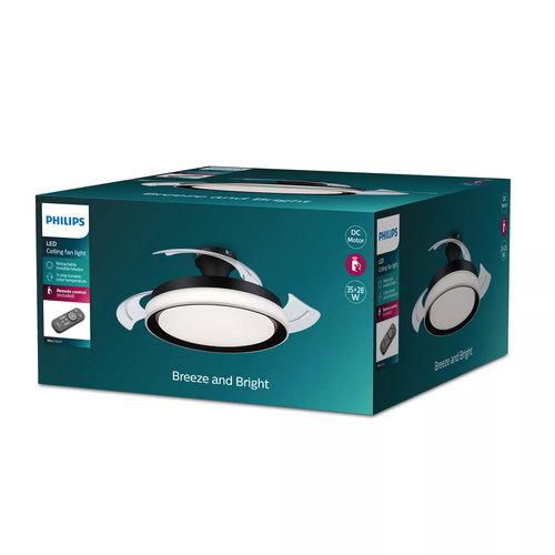 PHILIPS Ventilador Bliss Negro 35+28 W con luz LED