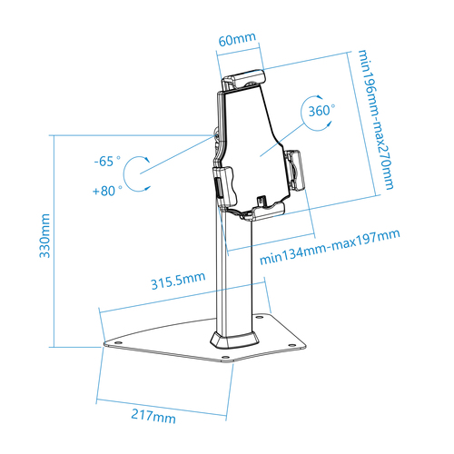 TOOQ Soporte de Mesa Profesional para Tablet con Antirrobo, Negro