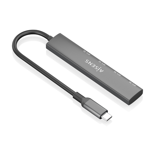 AISENS - HUB USB 3.1 USB-C, USB-C/M-4xTIPO A/H, GRIS, 15CM