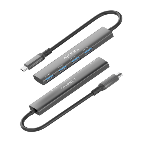AISENS - HUB USB 3.1 USB-C, USB-C/M-4xTIPO A/H, GRIS, 15CM