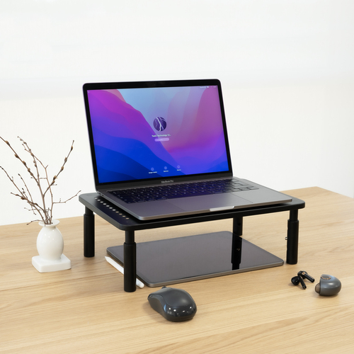 TOOQ SOPORTE ELEVADOR PARA MONITORES, NEGRO