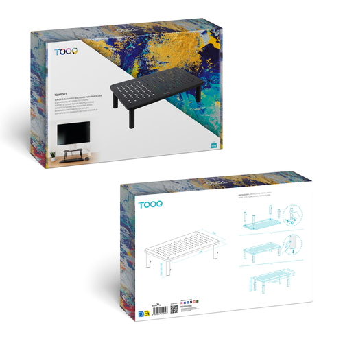 TOOQ SOPORTE ELEVADOR PARA MONITORES, NEGRO