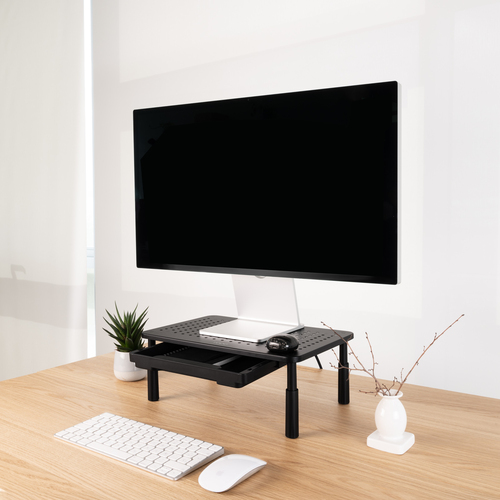 TOOQ SOPORTE ELEVADOR PARA MONITORES CON CAJON, NEGRO