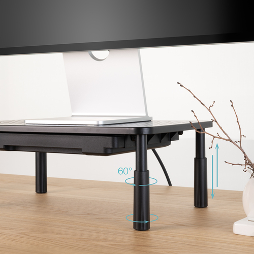 TOOQ SOPORTE ELEVADOR PARA MONITORES CON CAJON, NEGRO