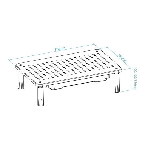 TOOQ SOPORTE ELEVADOR PARA MONITORES CON CAJON, NEGRO