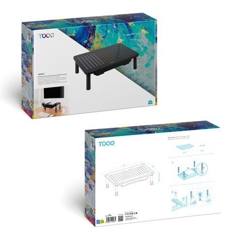 TOOQ SOPORTE ELEVADOR PARA MONITORES CON CAJON, NEGRO