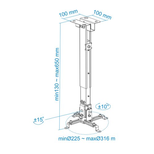 TOOQ SOPORTE PROYECTOR INCLINABLE TECHO BLANCO