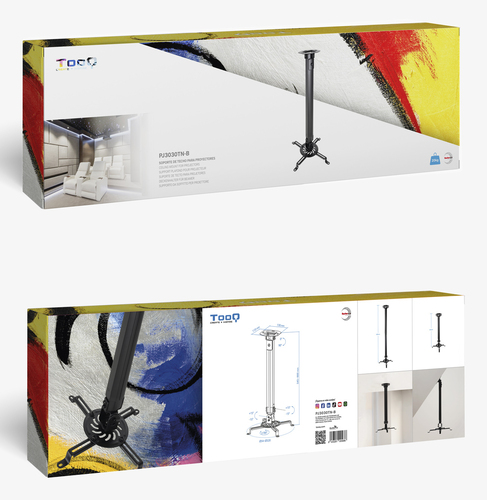 TOOQ SOPORTE PROYECTOR GIRATORIO INCLINABLE TECHO NEGRO