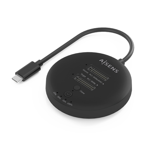 AISENS - ESTACION DE DOCKING DE DOBLE BAHIA NVMe A USB 3.2 GEN2x2, CLONE, NEGRO