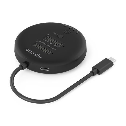 AISENS - ESTACION DE DOCKING DE DOBLE BAHIA NVMe A USB 3.2 GEN2x2, CLONE, NEGRO