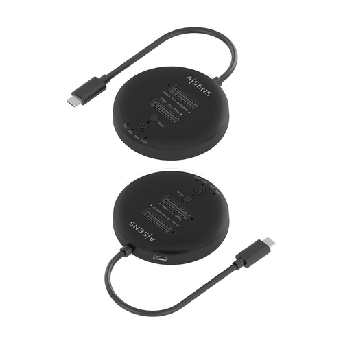 AISENS - ESTACION DE DOCKING DE DOBLE BAHIA NVMe A USB 3.2 GEN2x2, CLONE, NEGRO