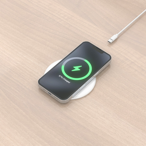 AISENS - CARGADOR INALAMBRICO USB-C 15W PARA MOVIL, BLANCO